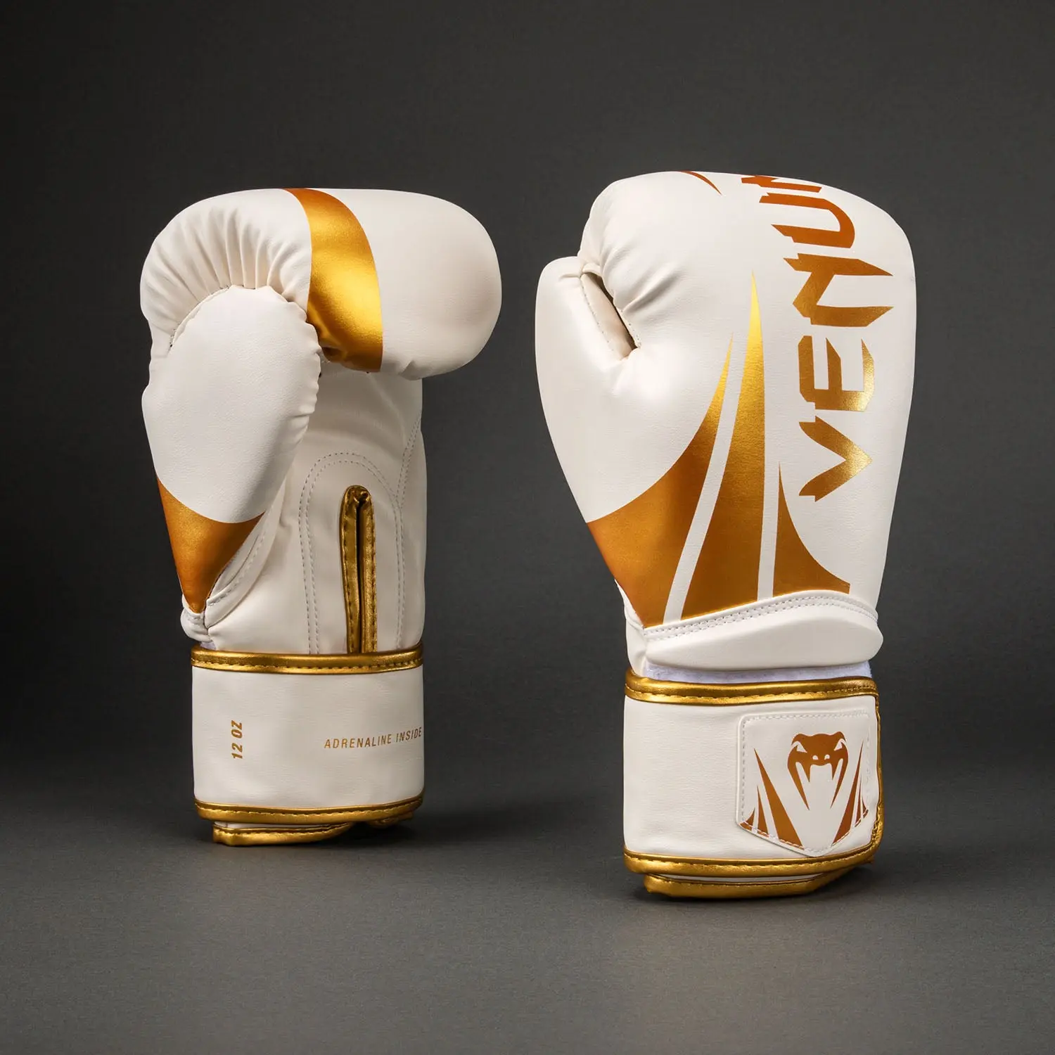 Venum Challenger 2.5 Boxing Gloves – White/Gold, страничен изглед
