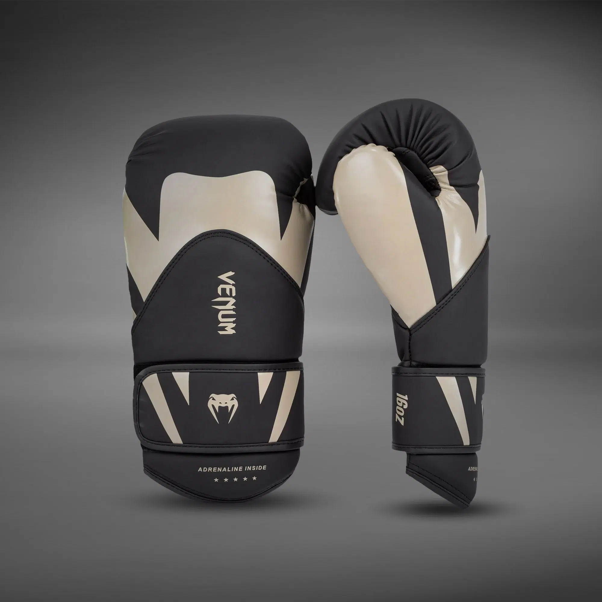 Venum Challenger 4.0 Boxing Gloves - Black/Beige преден изглед