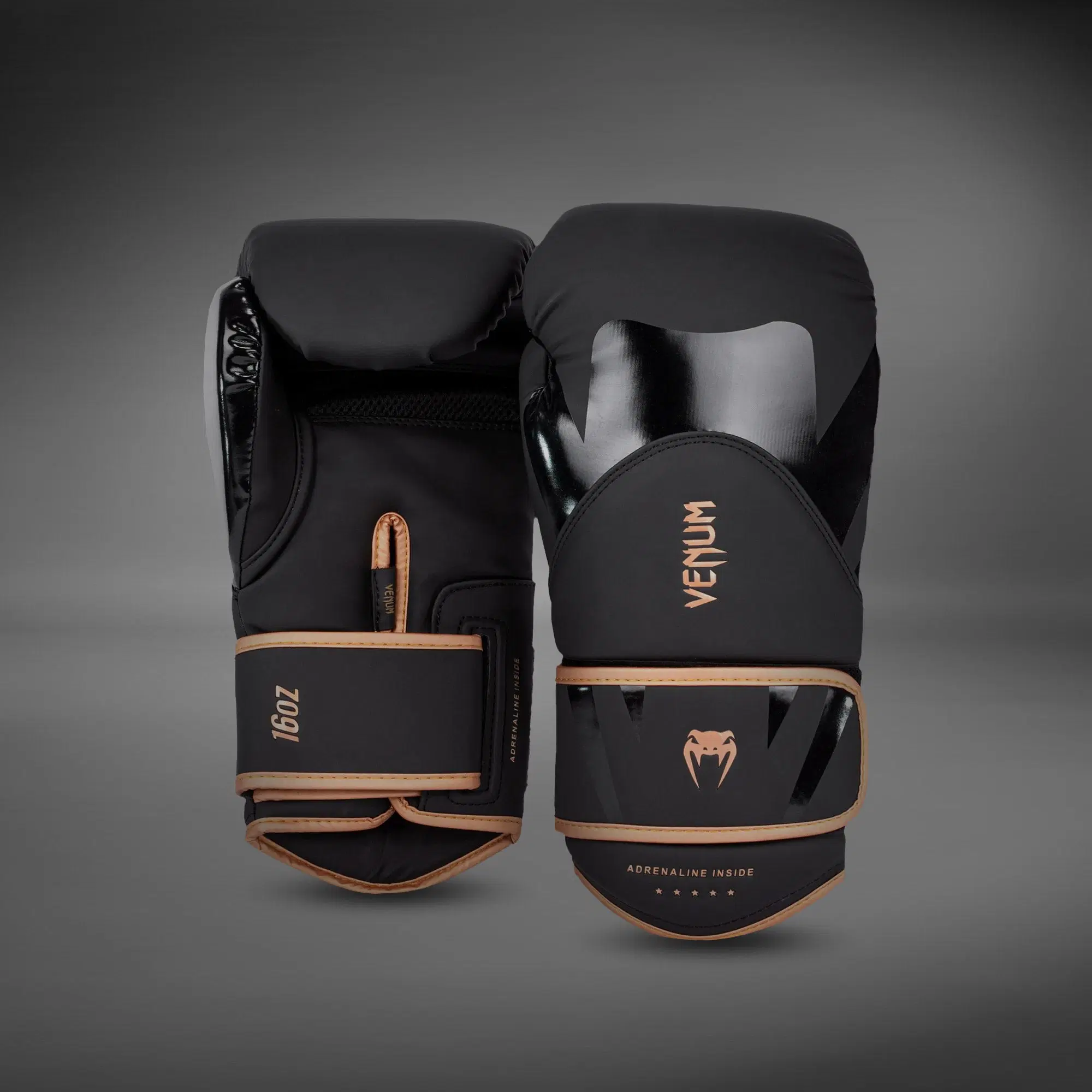 Venum Challenger 4.0 Boxing Gloves - Black/Bronze преден изглед