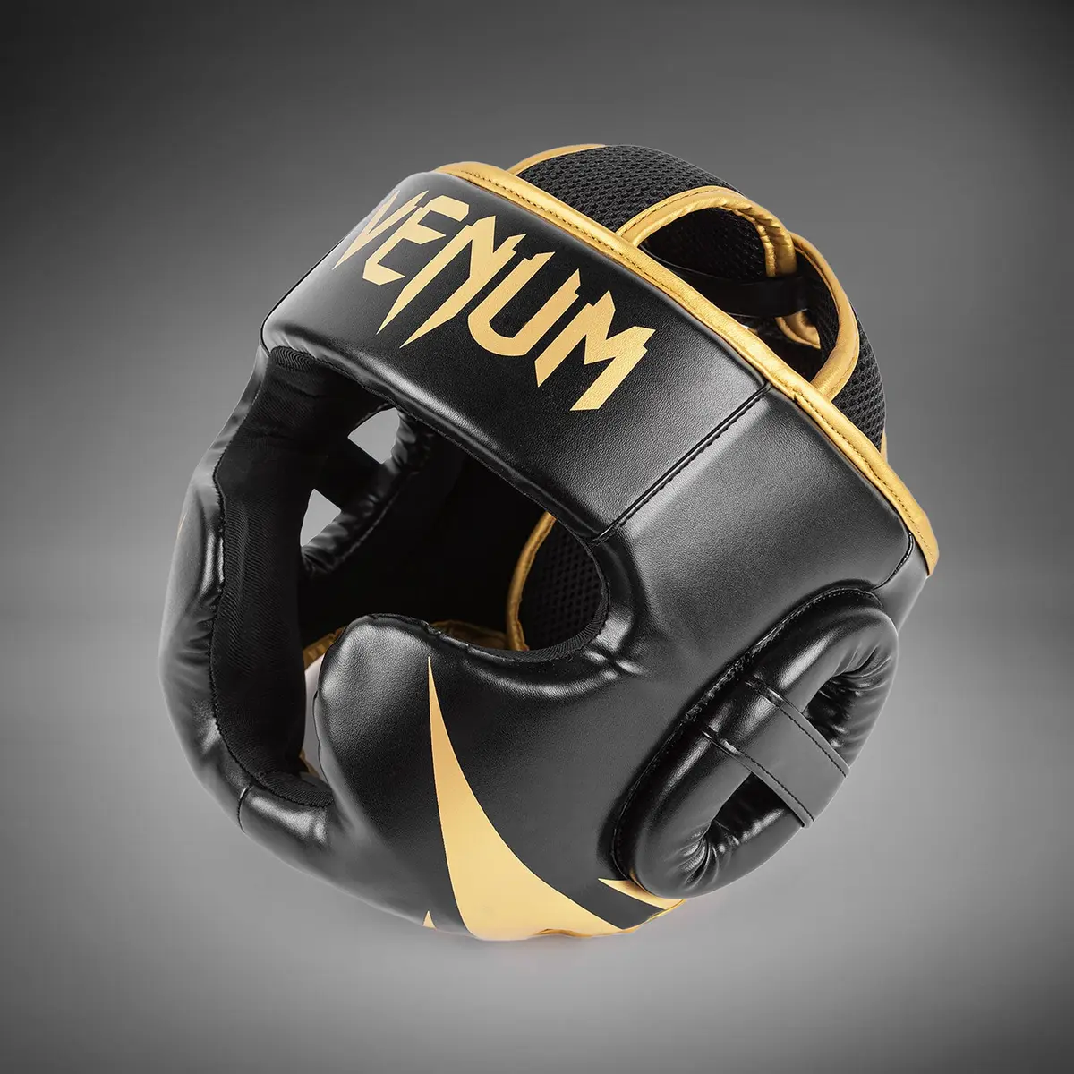 Venum Challenger Headgear - Black/Gold 3/4 изглед