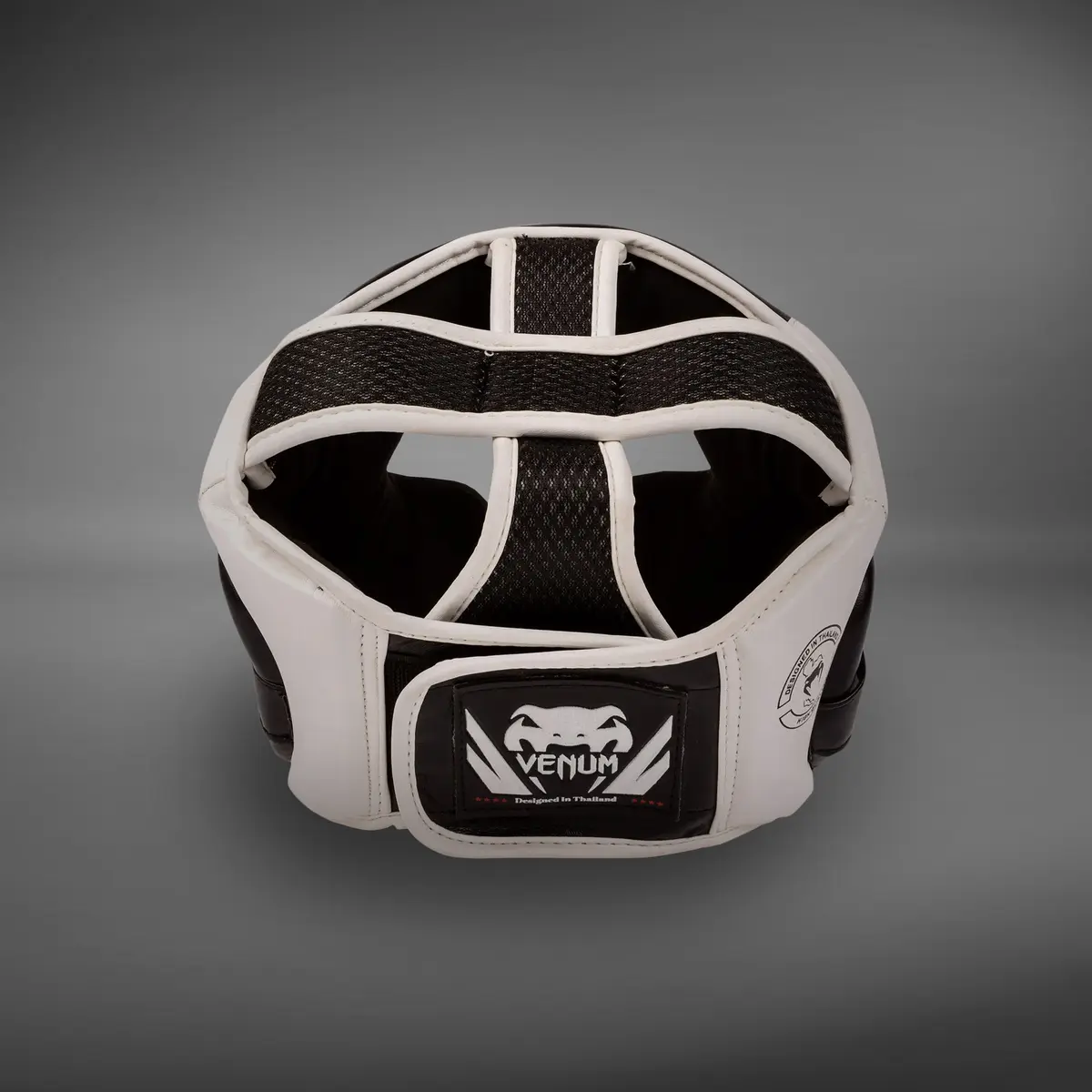 Venum Challenger Kids Headgear - Black/White заден изглед с лого