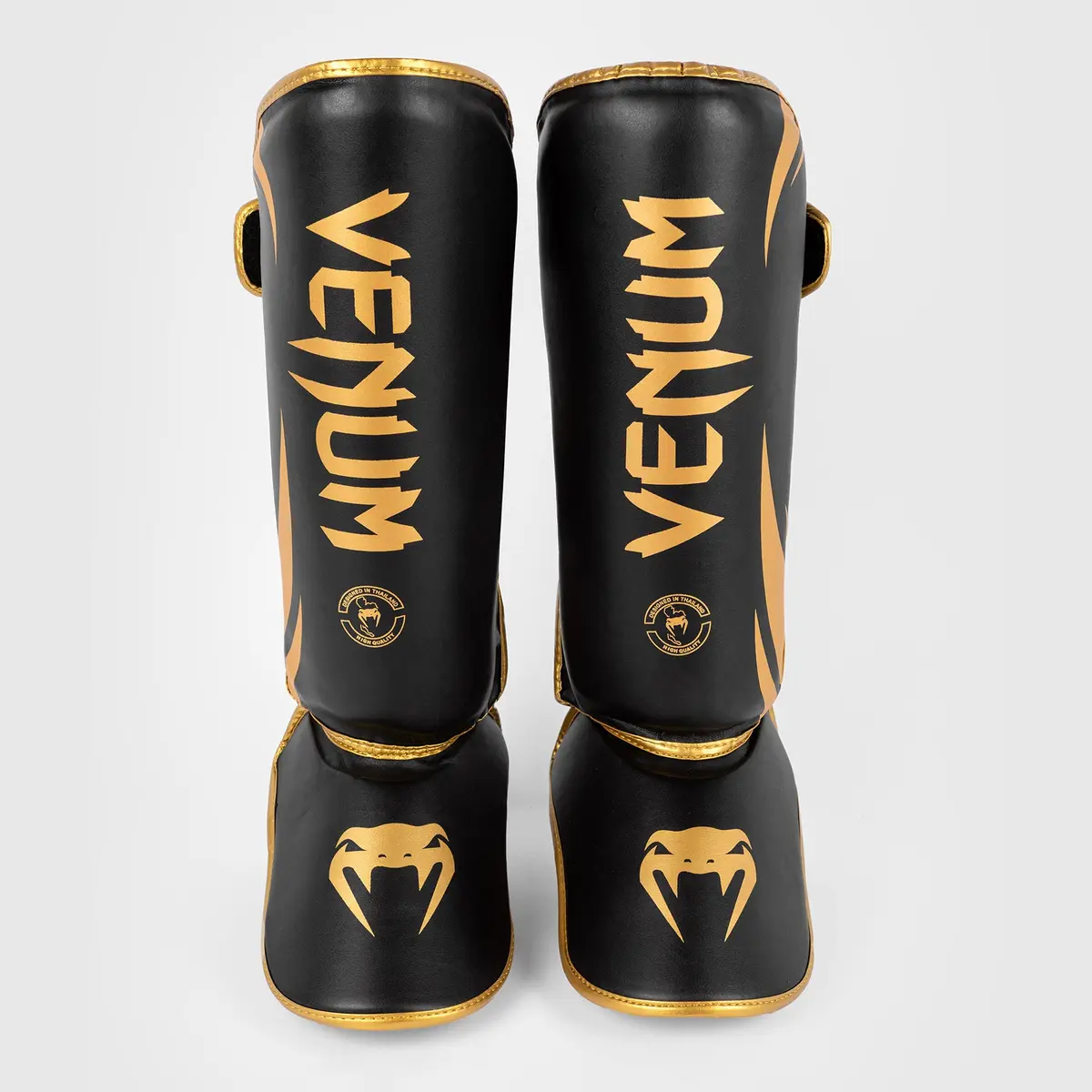 Venum Challenger Standup Shin Guards - Black/Gold преден изглед