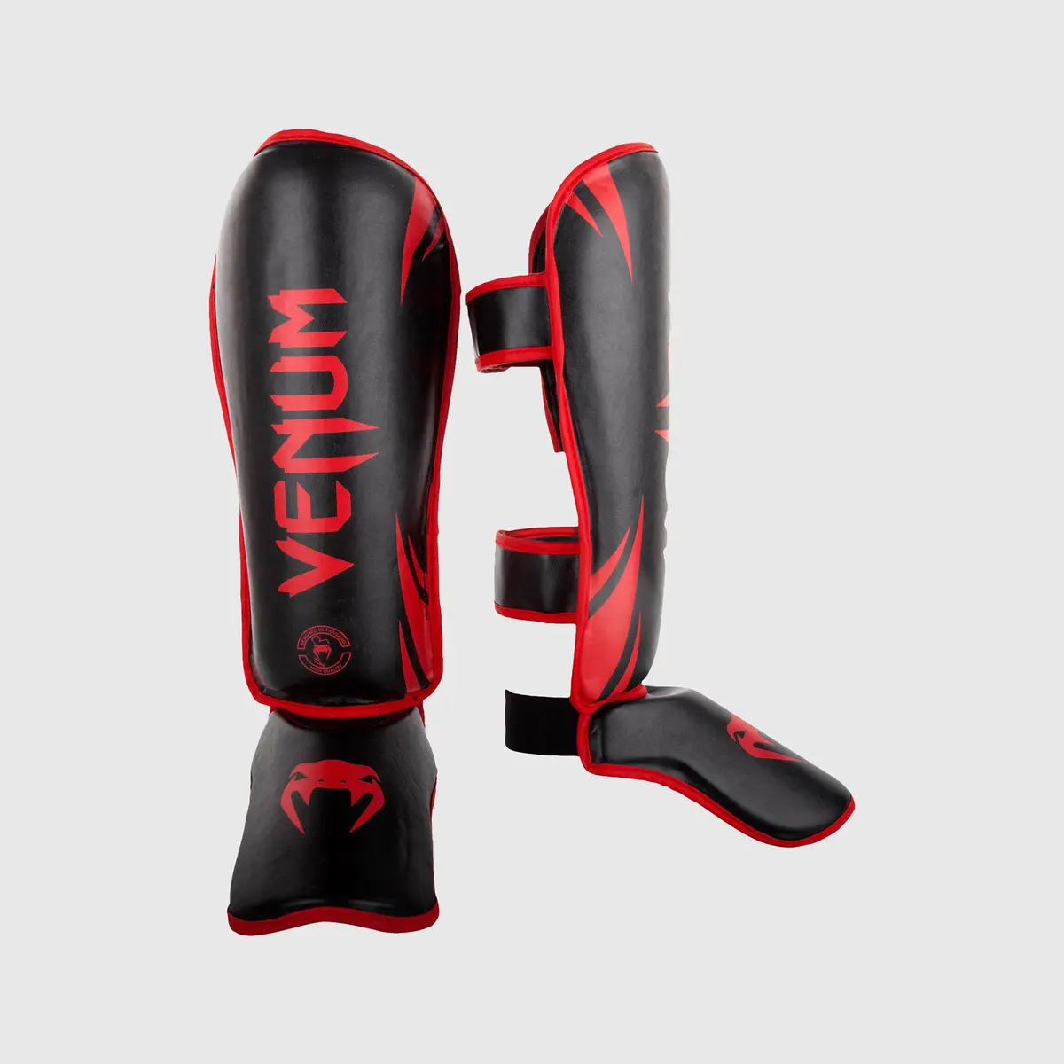 Venum Challenger Standup Shin guards - Black/Red - Exclusive, преден изглед