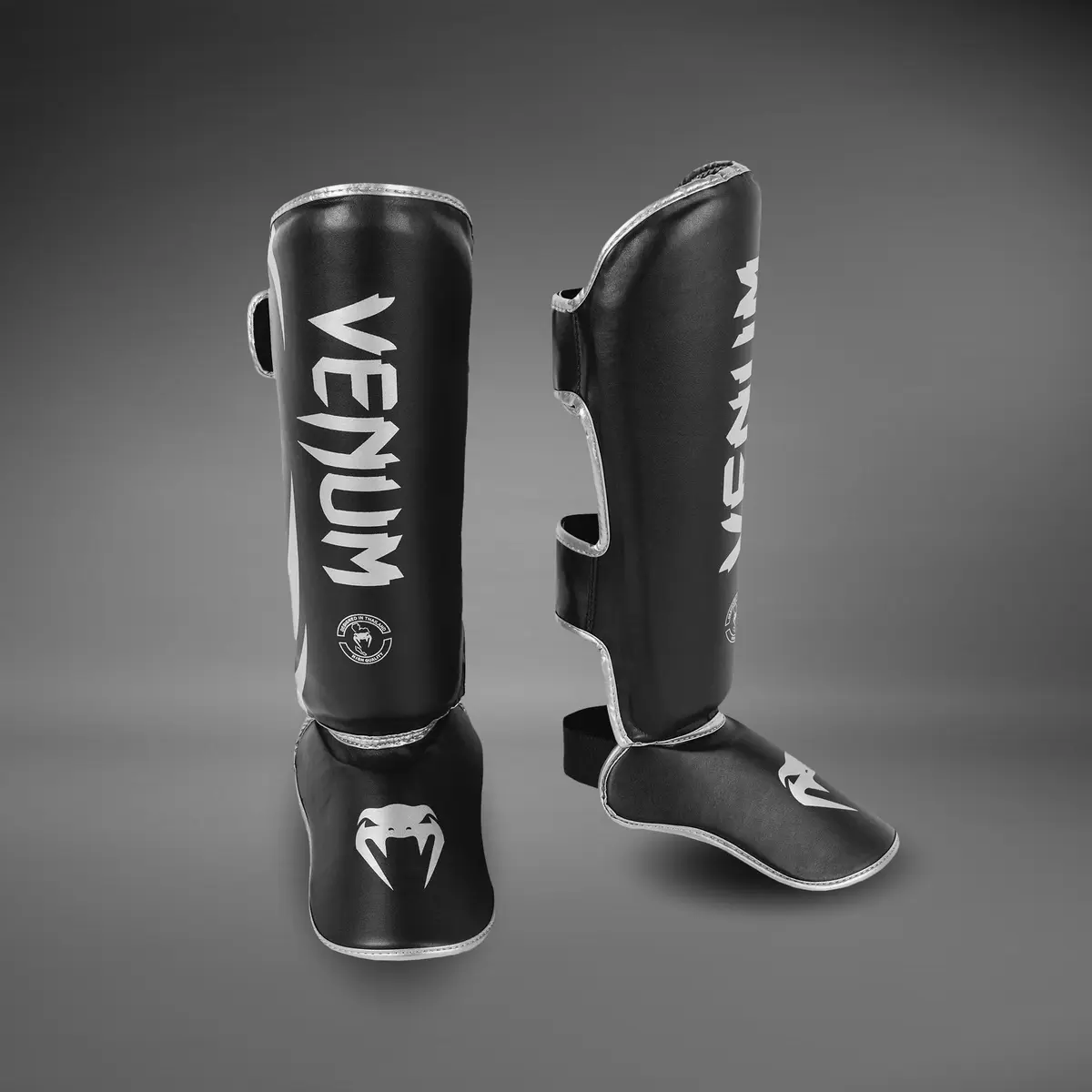 Venum Challenger Standup Shin Guards - Black/Silver, страничен изглед