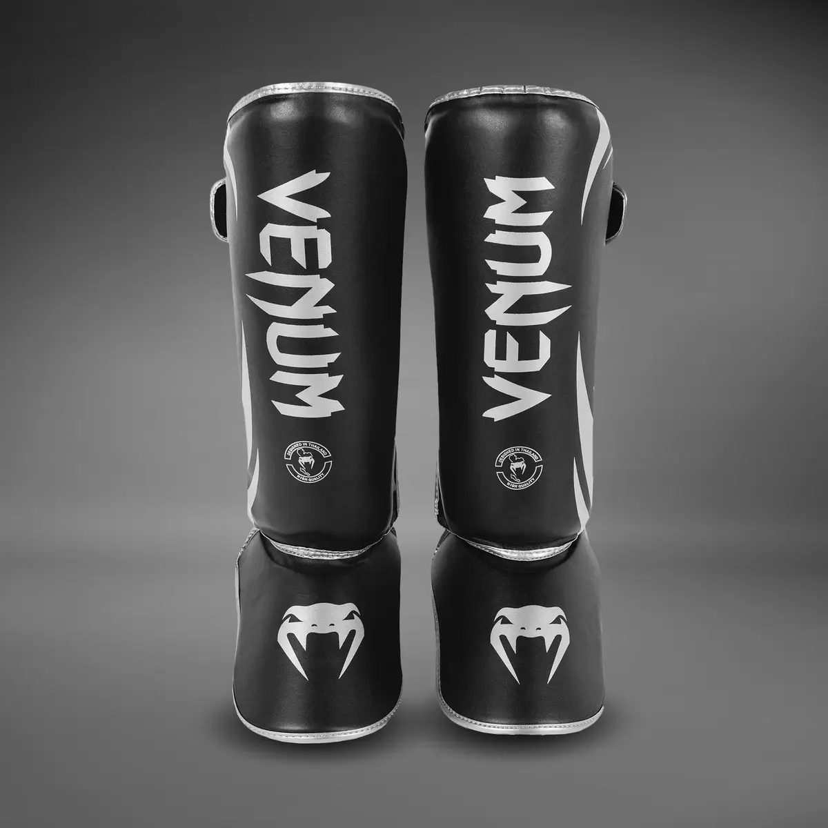 Venum Challenger Standup Shin Guards - Black/Silver, преден изглед