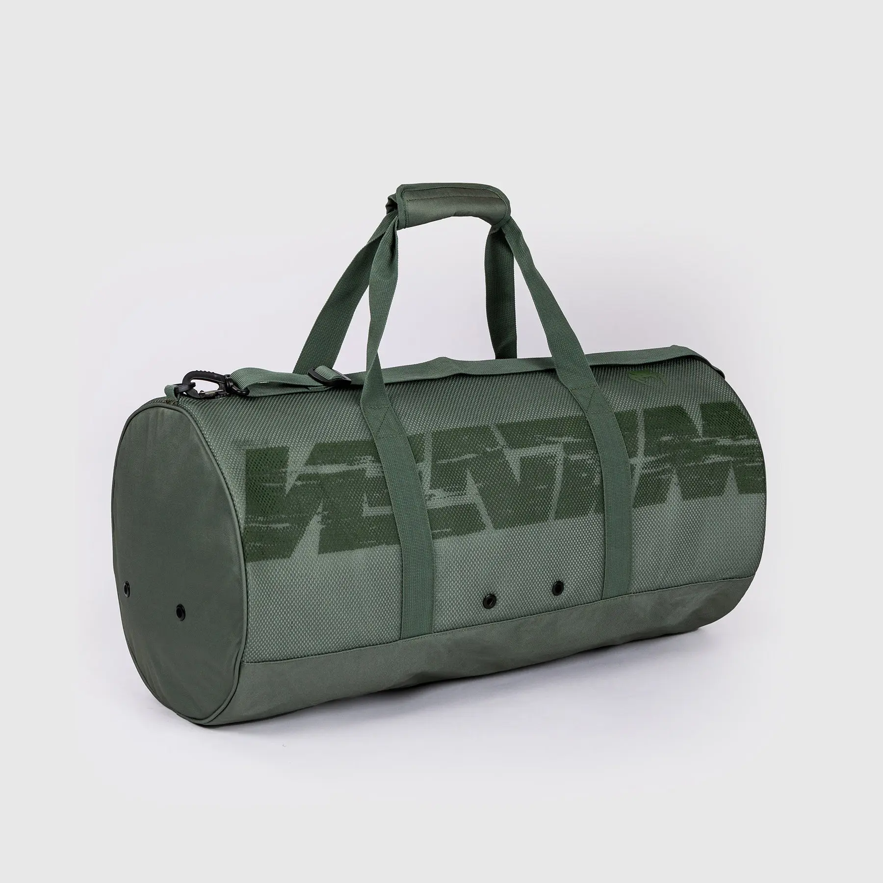 Venum Connect XL Duffle Bag - Khaki, страничен изглед с голямо лого Venum