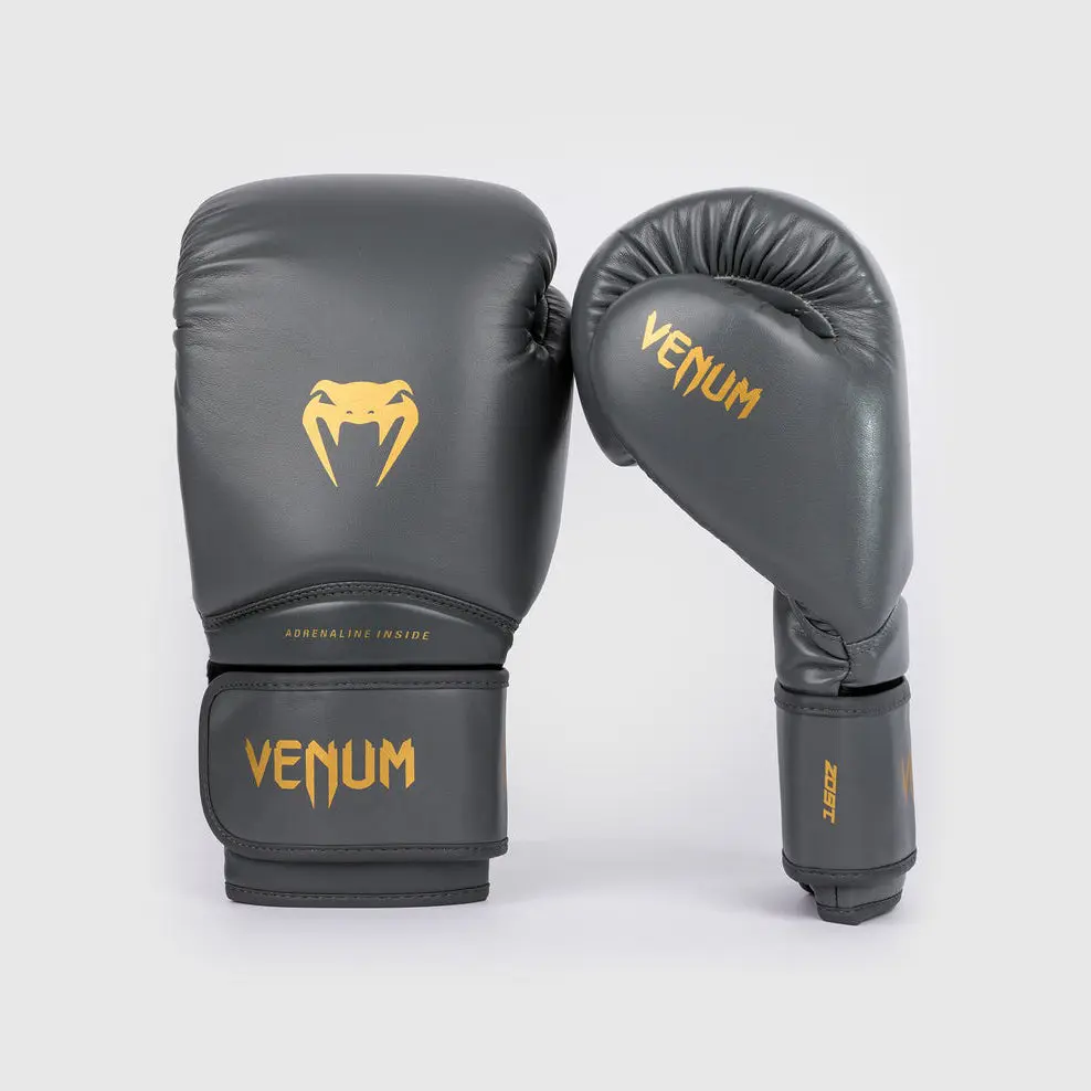 Venum Боксови Ръкавици - Contender 1.5 Boxing Gloves - Grey/Gold страничен изглед