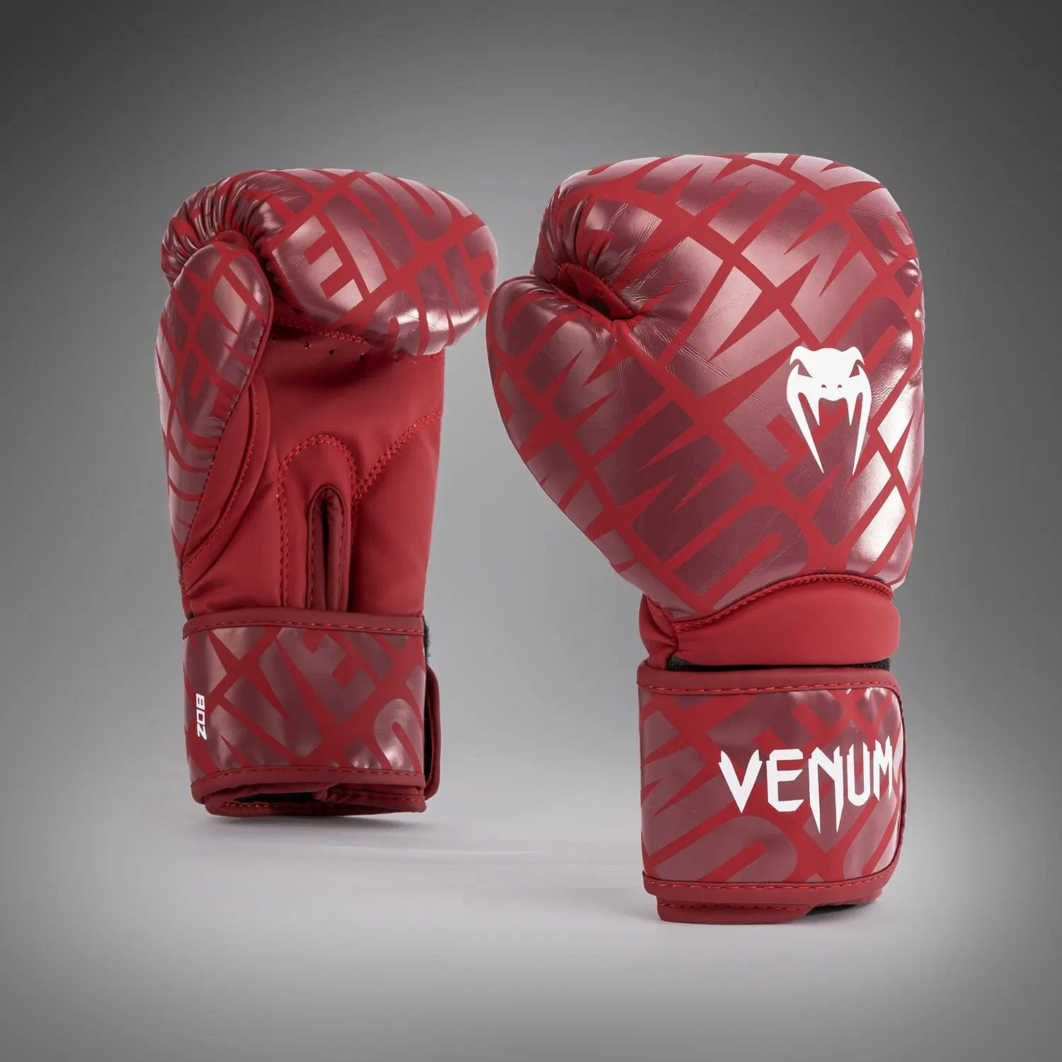 Venum Contender 1.5 XT Kids Boxing Gloves - White-Burgundy, преден изглед на чифт