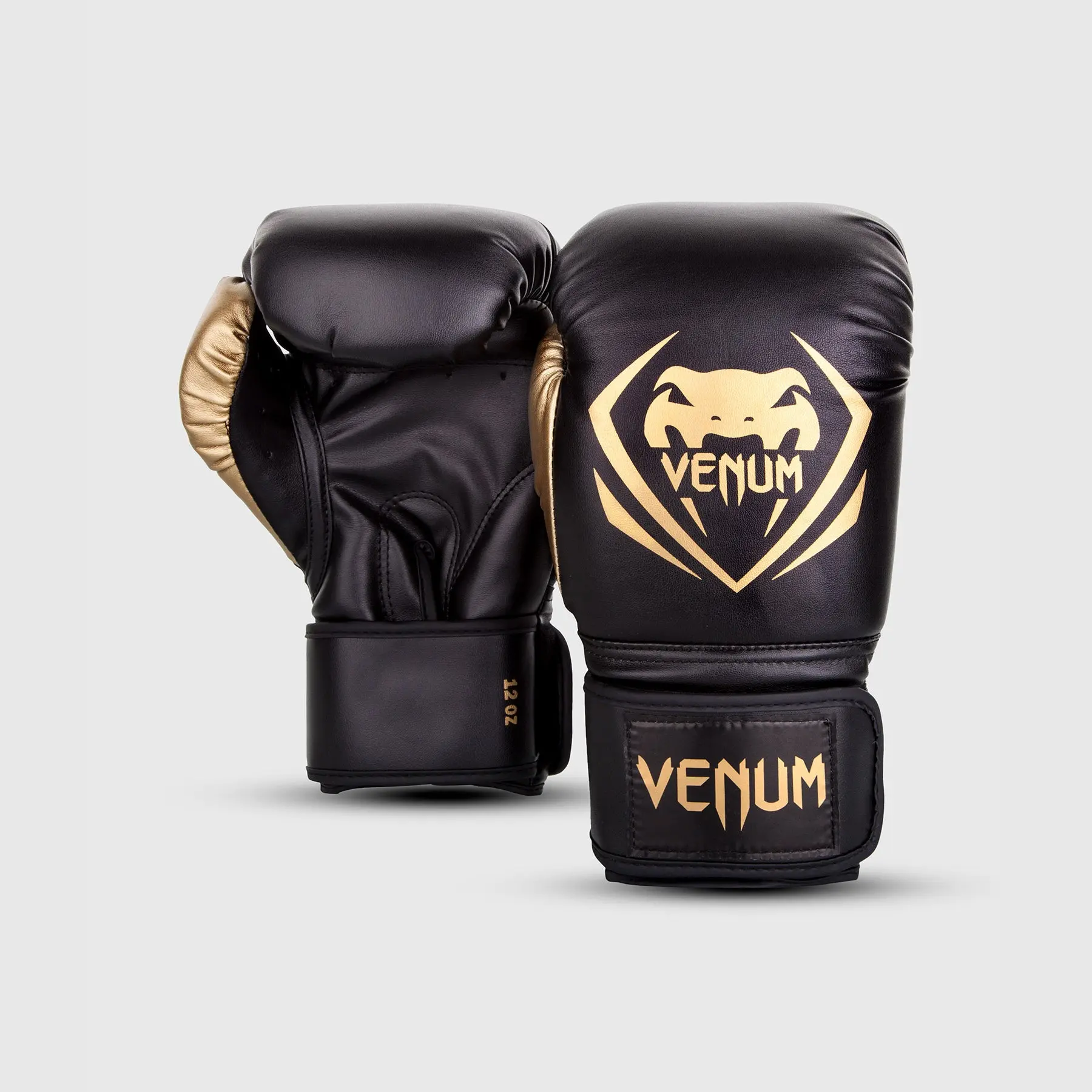 Venum Contender Boxing Gloves - Black/Gold преден изглед с лого