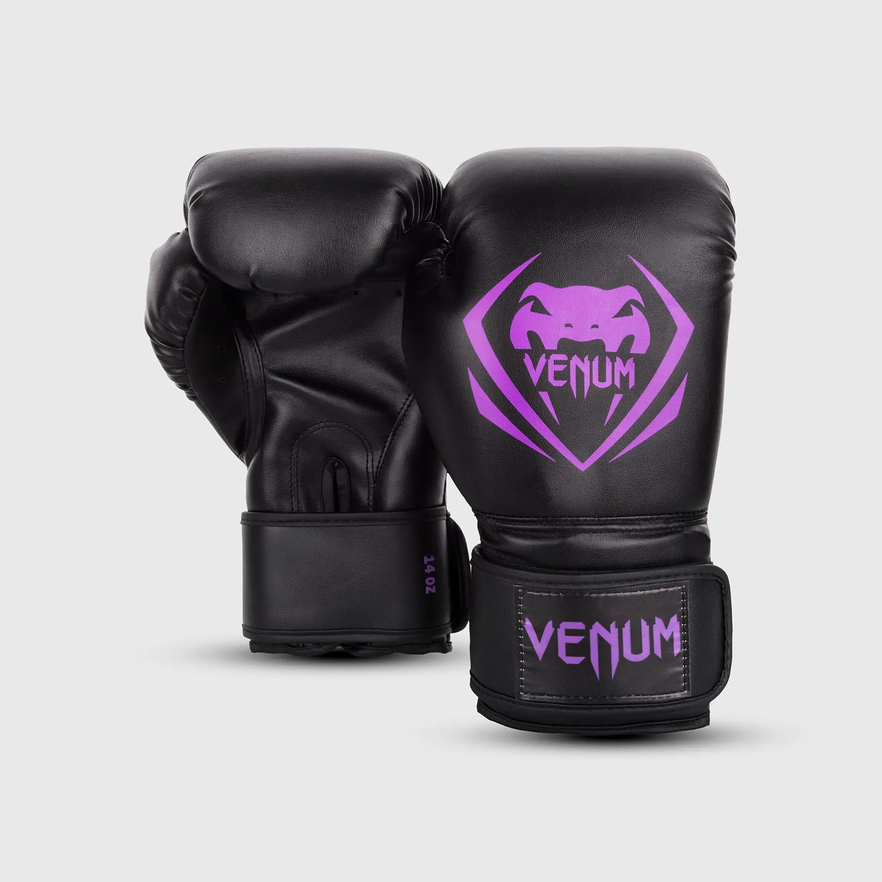 Venum Contender Boxing Gloves - Black/Purple, преден изглед отстрани