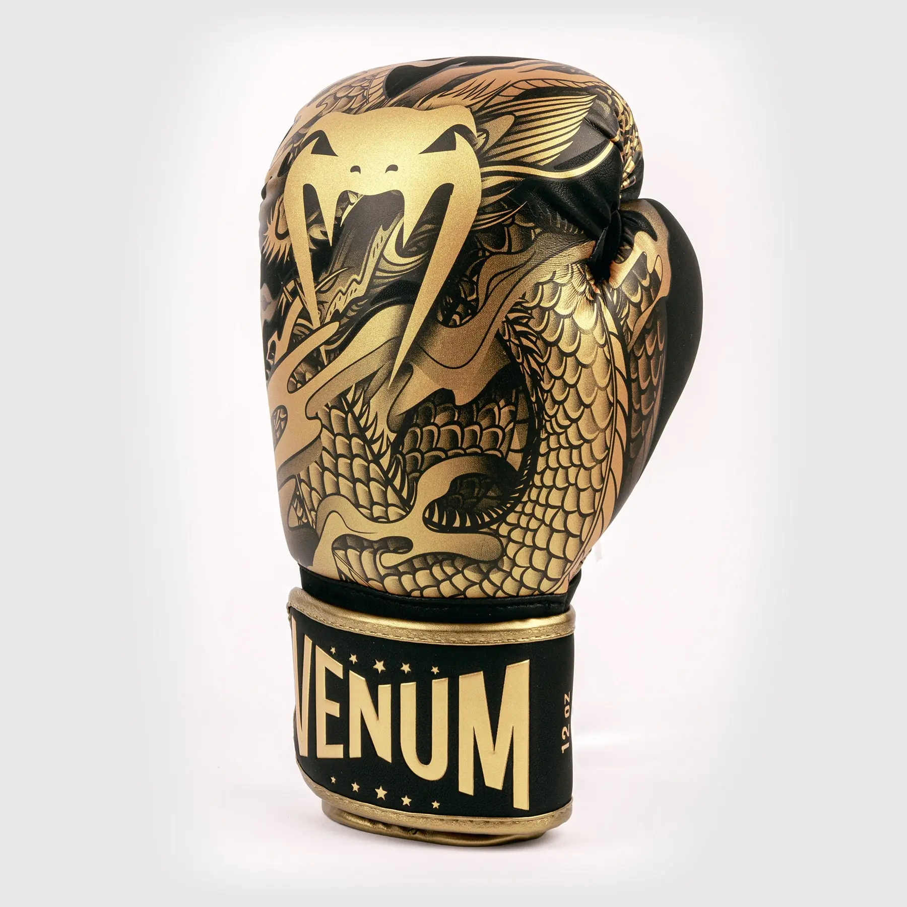 Venum Dragon's Flight Boxing Gloves - Black/Bronze изглед отстрани
