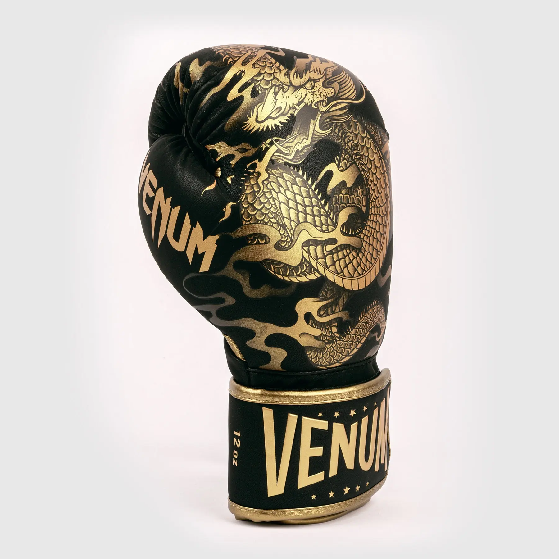 Venum Dragon's Flight Boxing Gloves - Black/Bronze изглед отстрани
