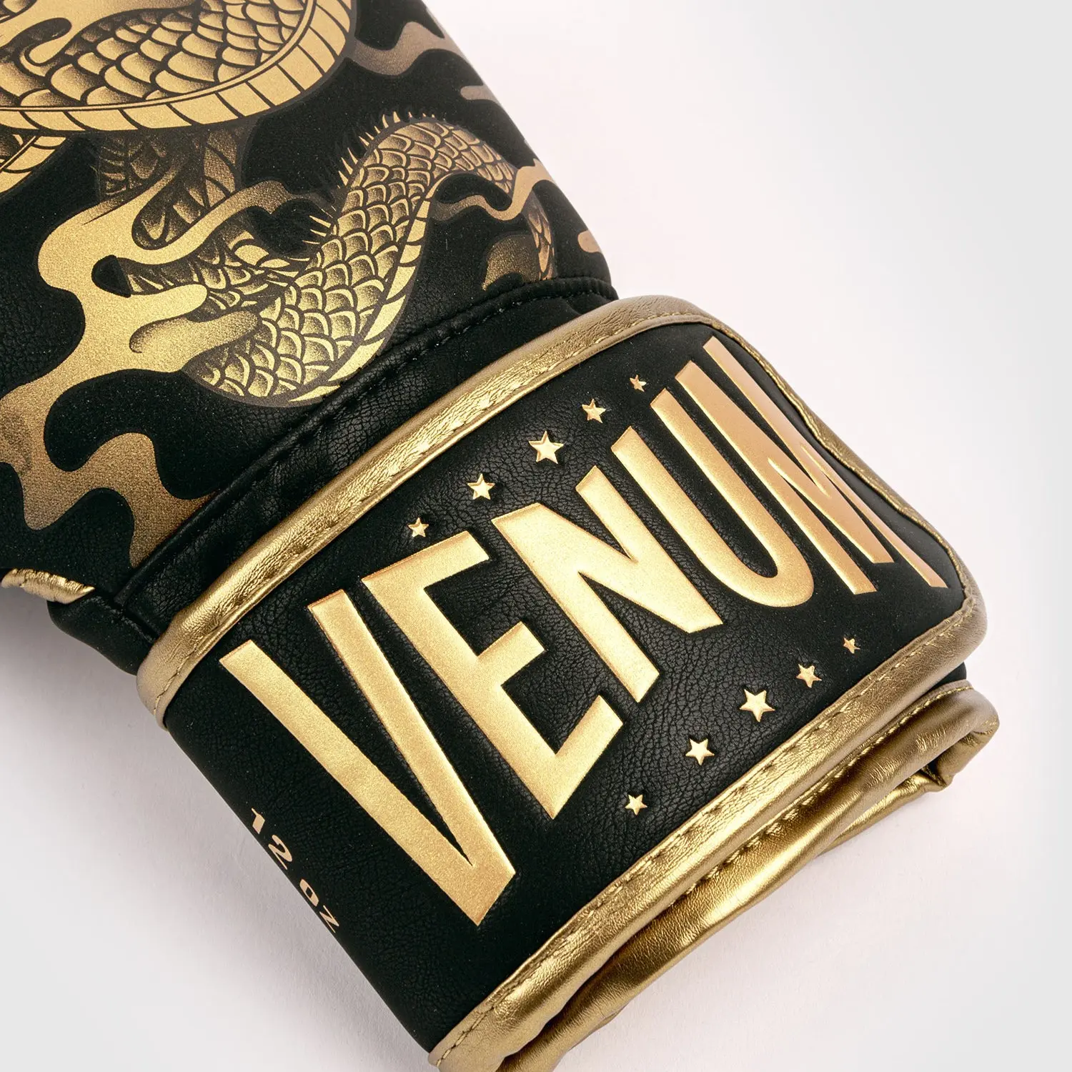 Venum Dragon's Flight Boxing Gloves - Black/Bronze детайл от маншета