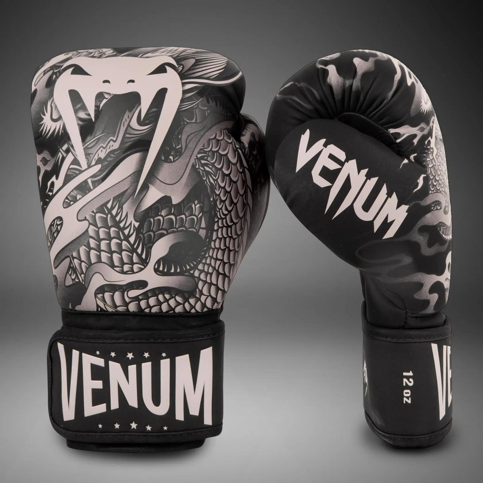 Venum Dragon's Flight Boxing Gloves - Black/Sand страничен изглед