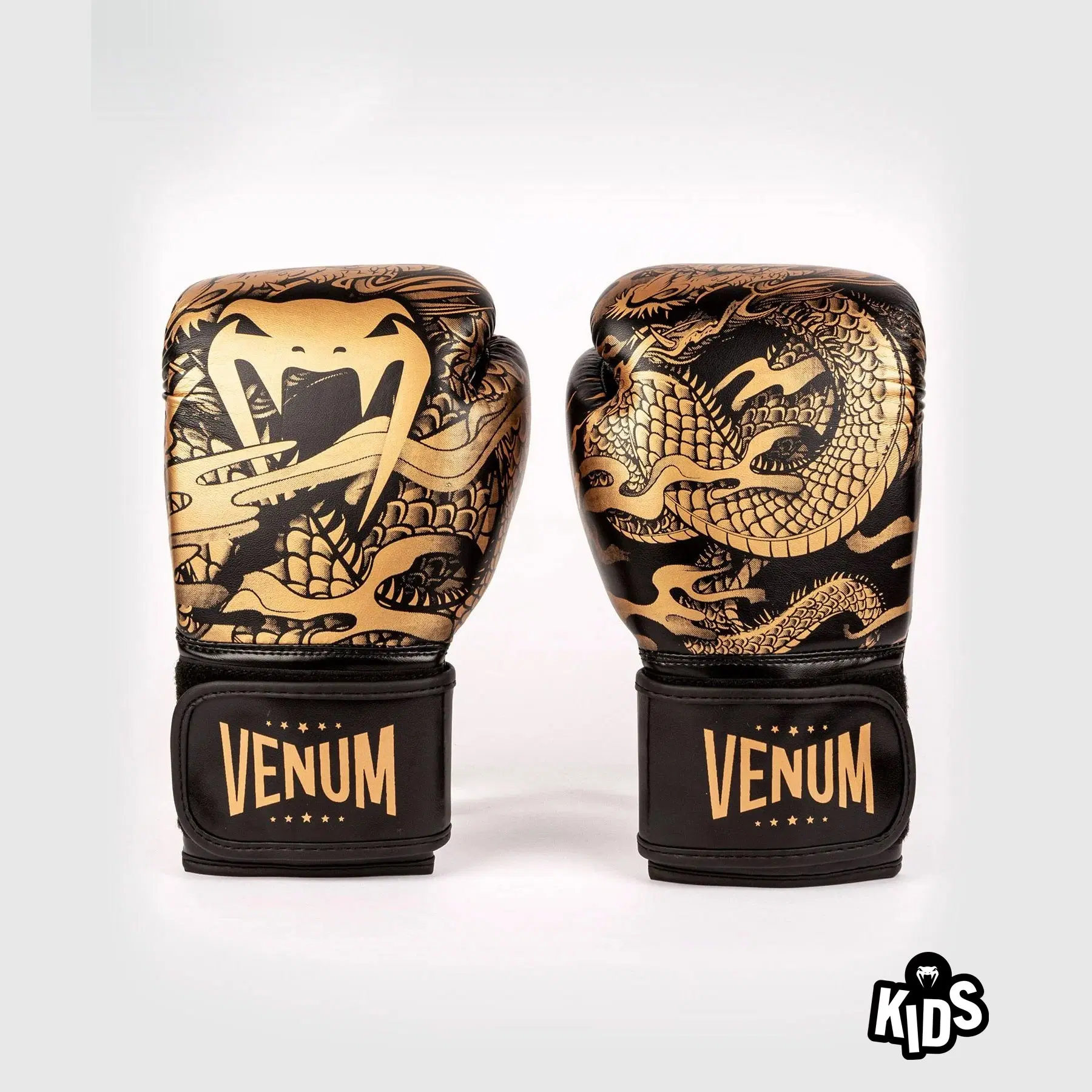 Venum Dragon's Flight Boxing Gloves - For Kids - Black/Bronze преден изглед