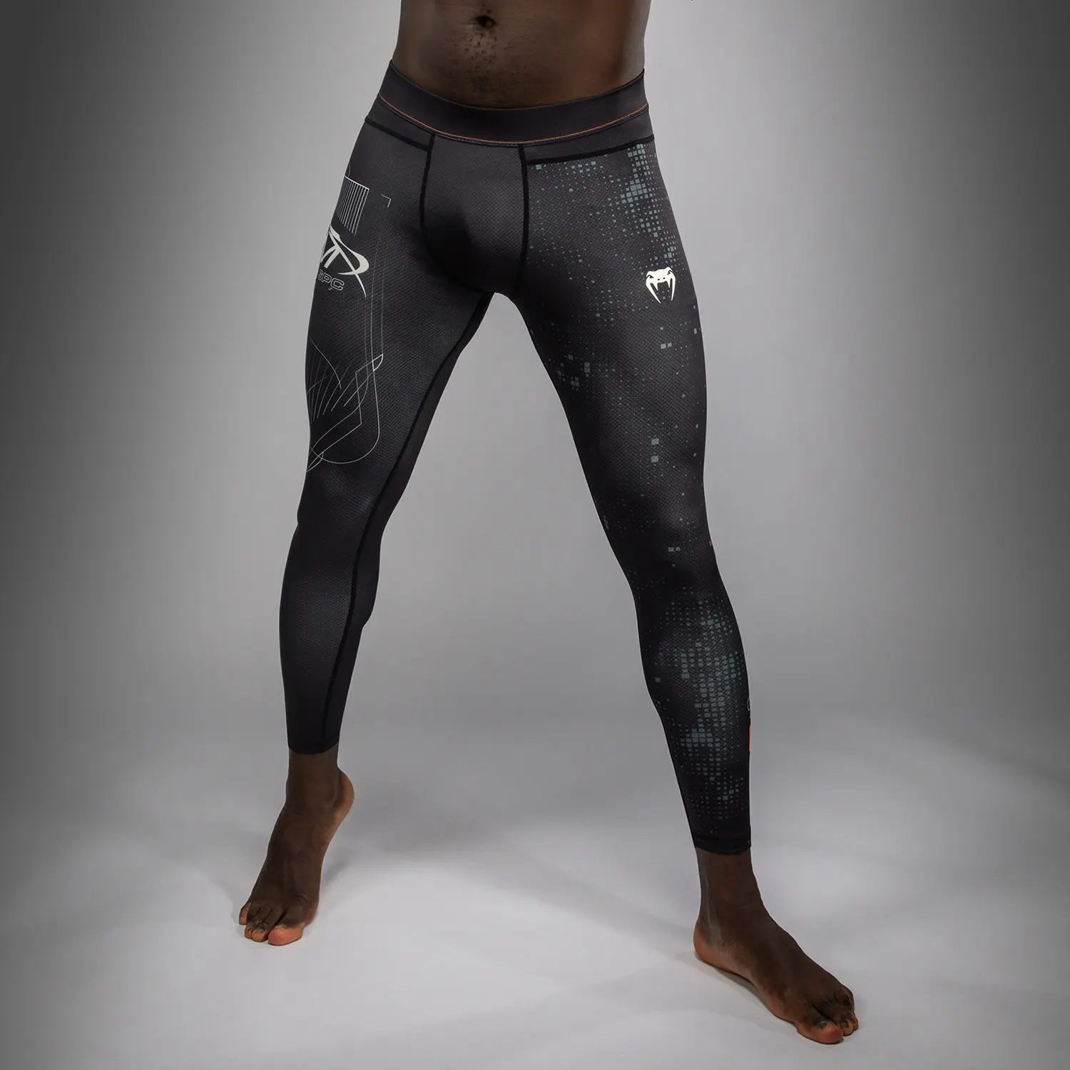 Venum Дълъг Клин - Venum Eclipse Spats - Black/Ivory, мъжки крака, детайлен изглед