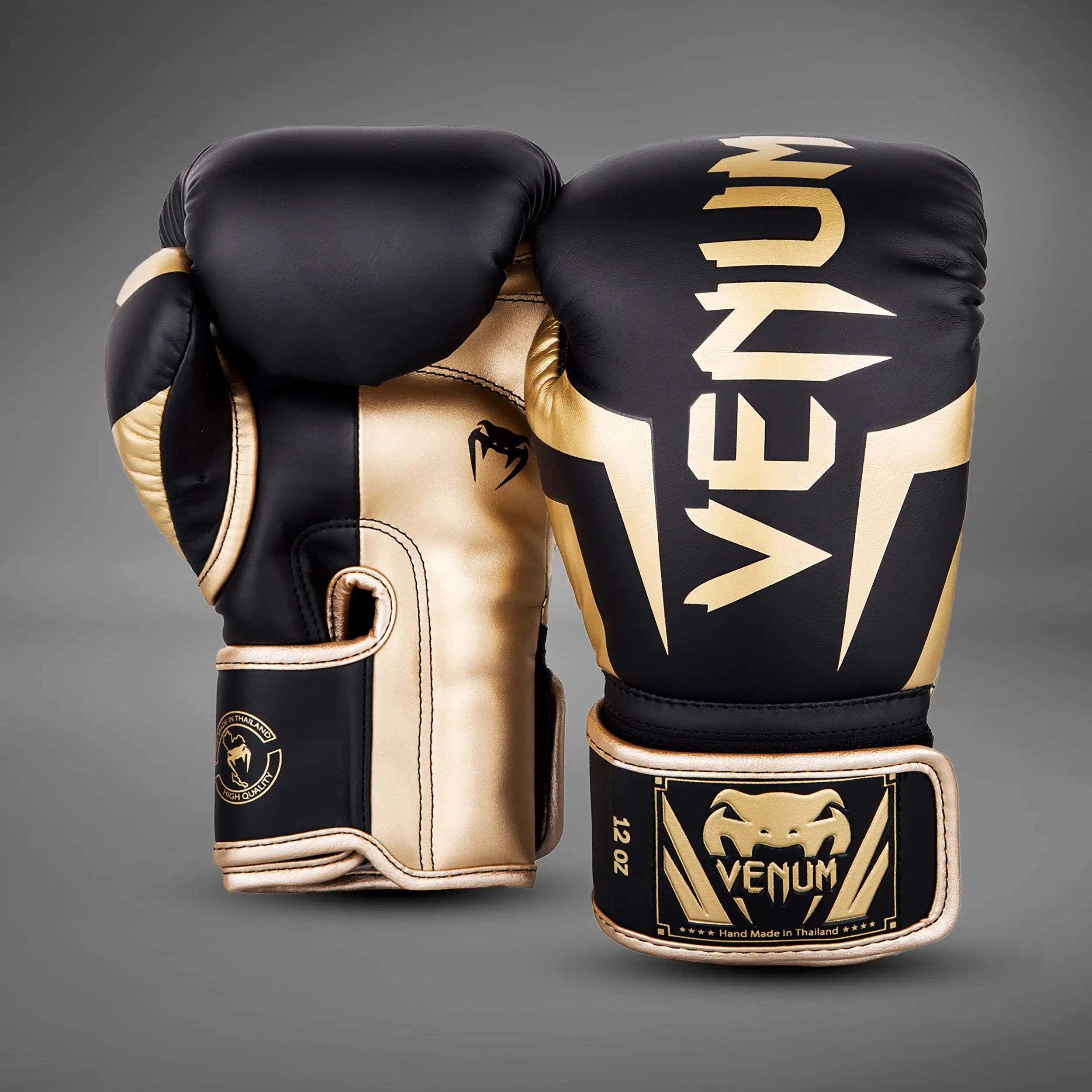 Venum Elite Boxing Gloves - Black/Gold отстрани