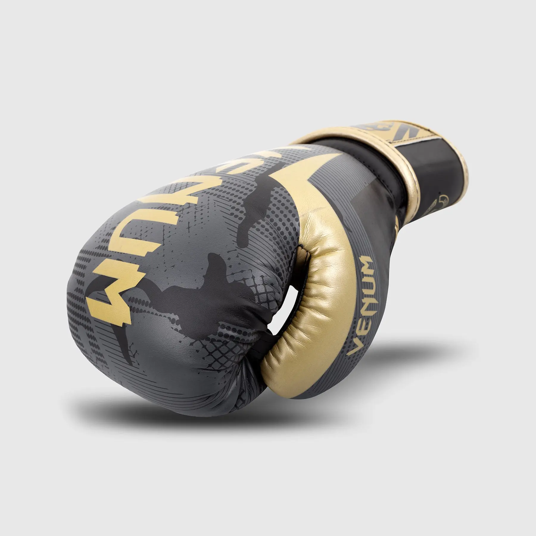Venum Elite Boxing Gloves - Camo/Gold изглед отстрани