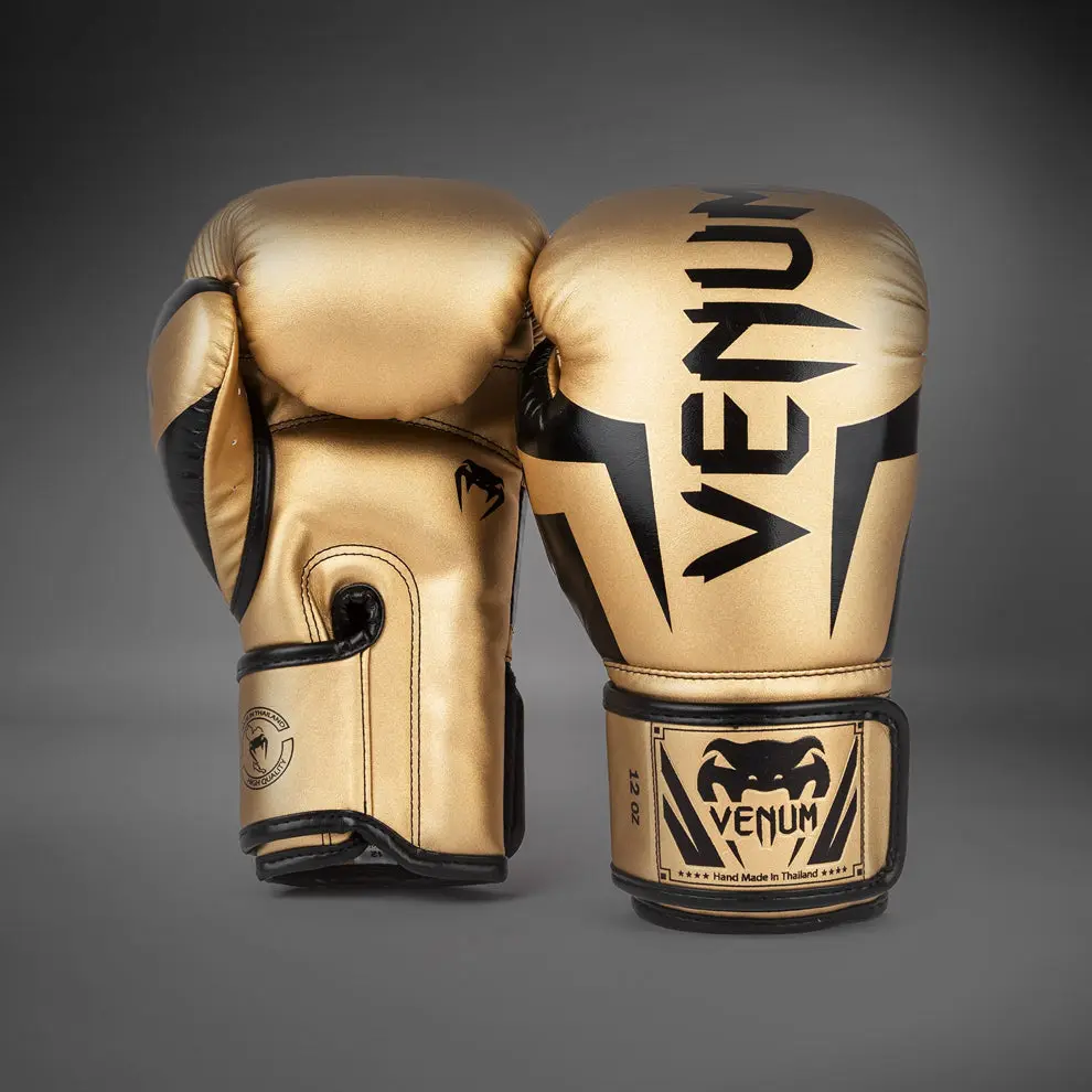 Venum Elite Boxing Gloves - Gold/Black изглед отдолу