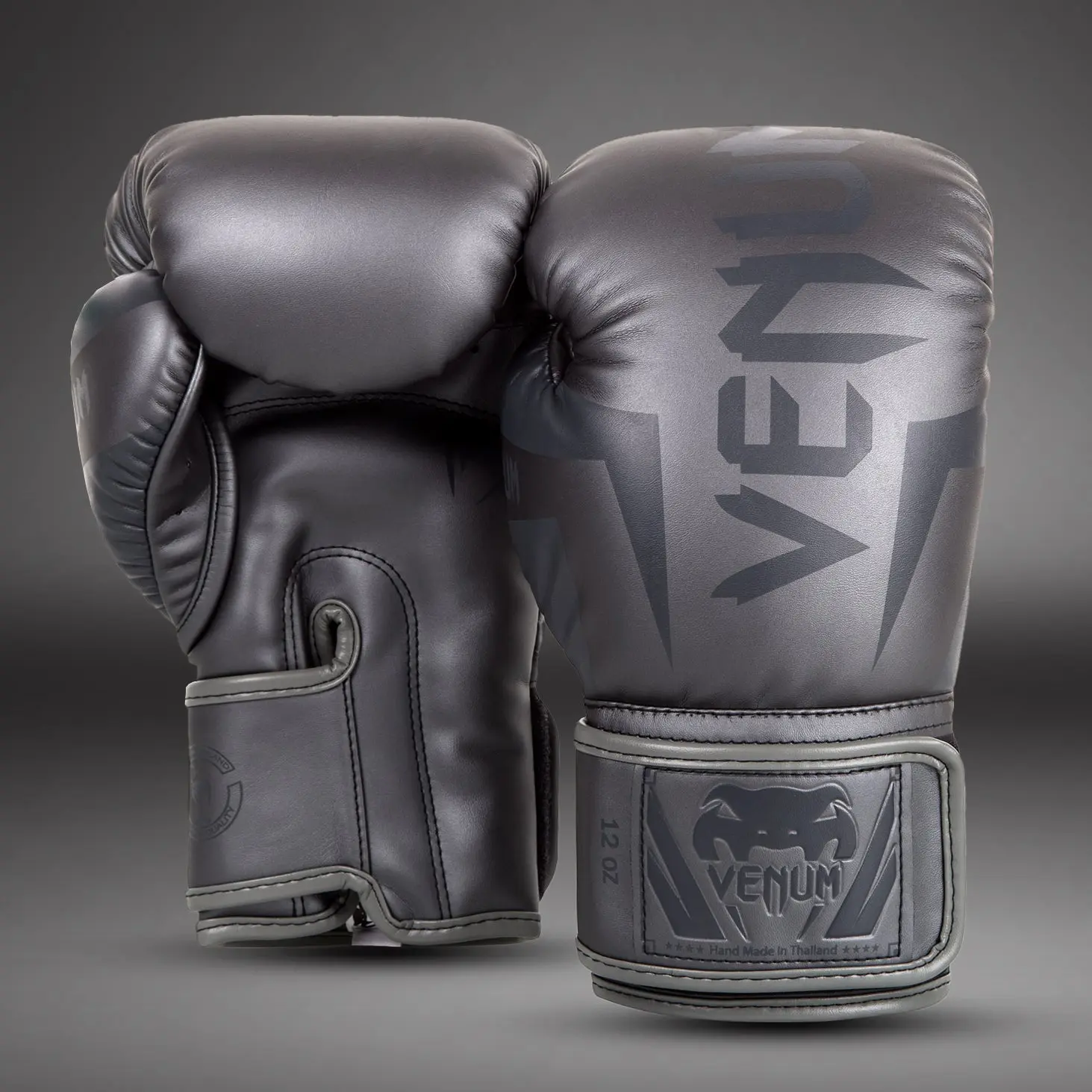 Venum Elite Boxing Gloves - Grey/Grey страничен изглед