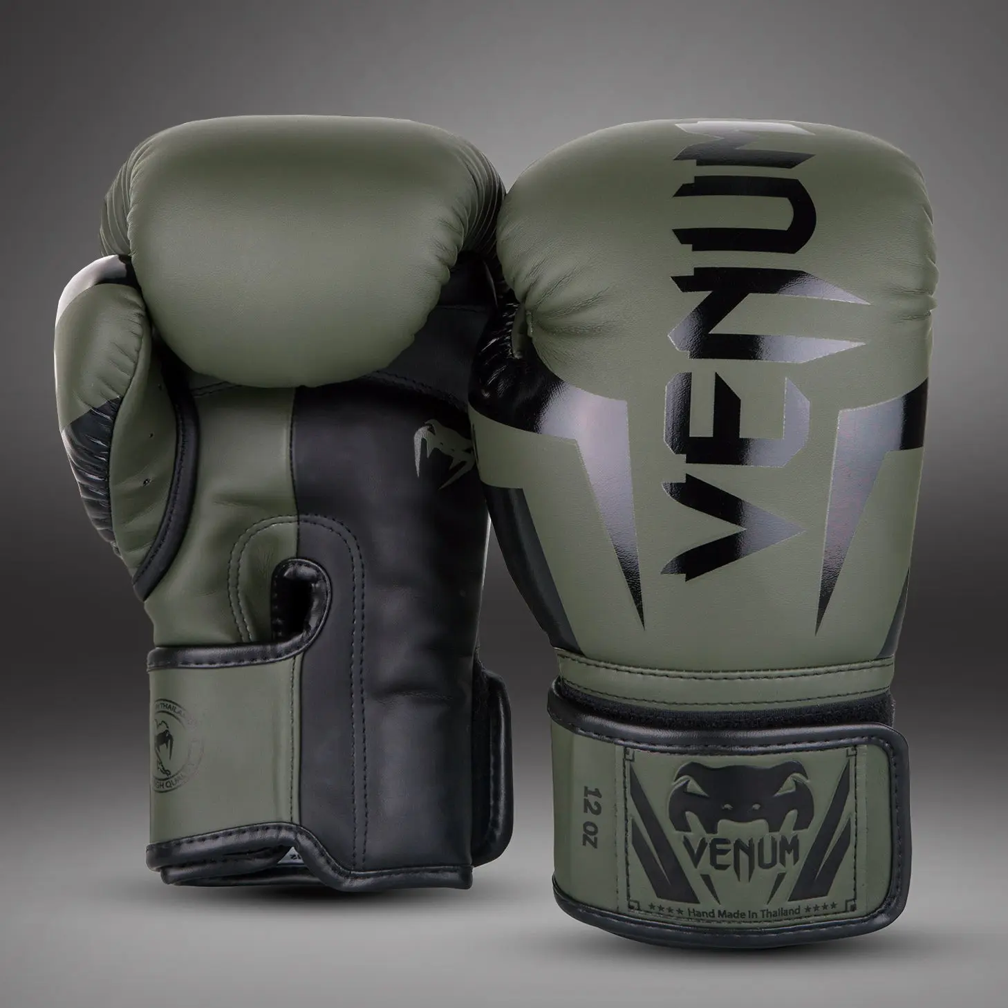 Venum Elite Boxing Gloves - Khaki/Black преден изглед