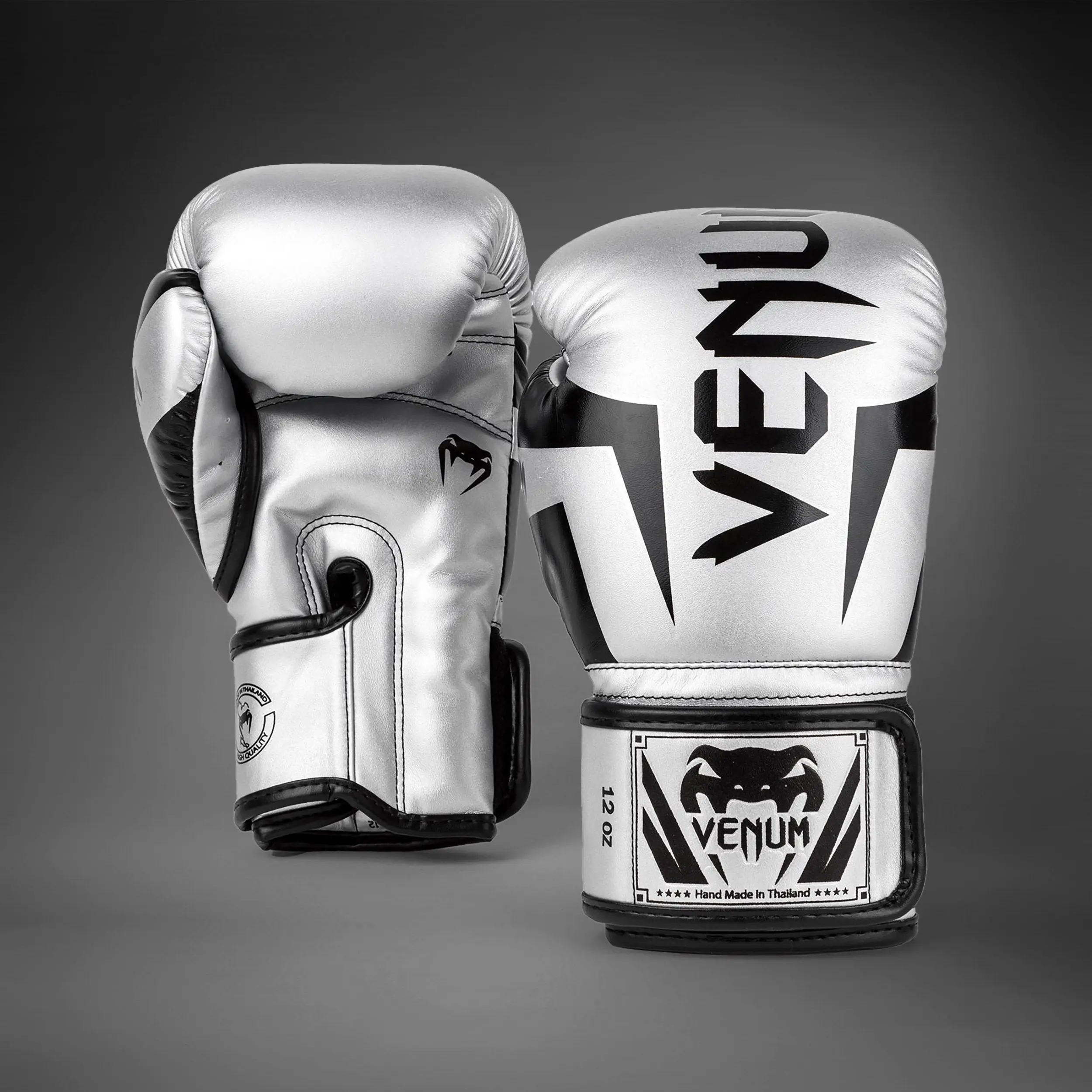 Venum Elite Boxing Gloves - Silver/Black детайл