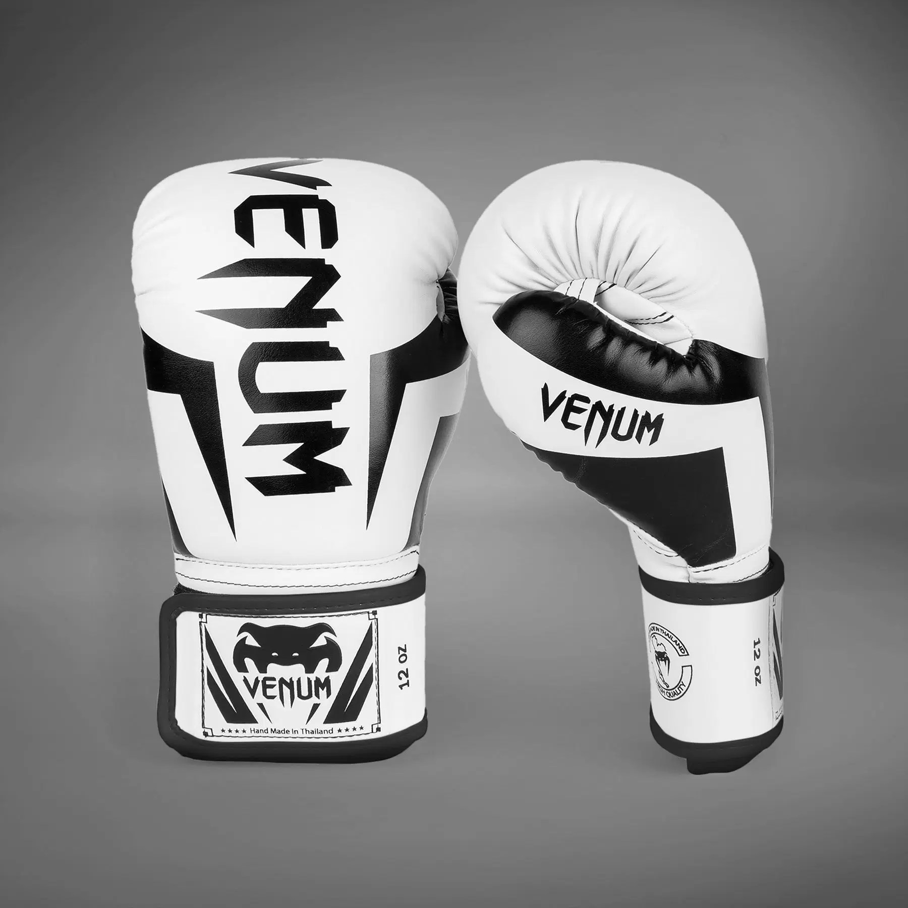 Venum Elite Boxing Gloves - White/Black преден изглед