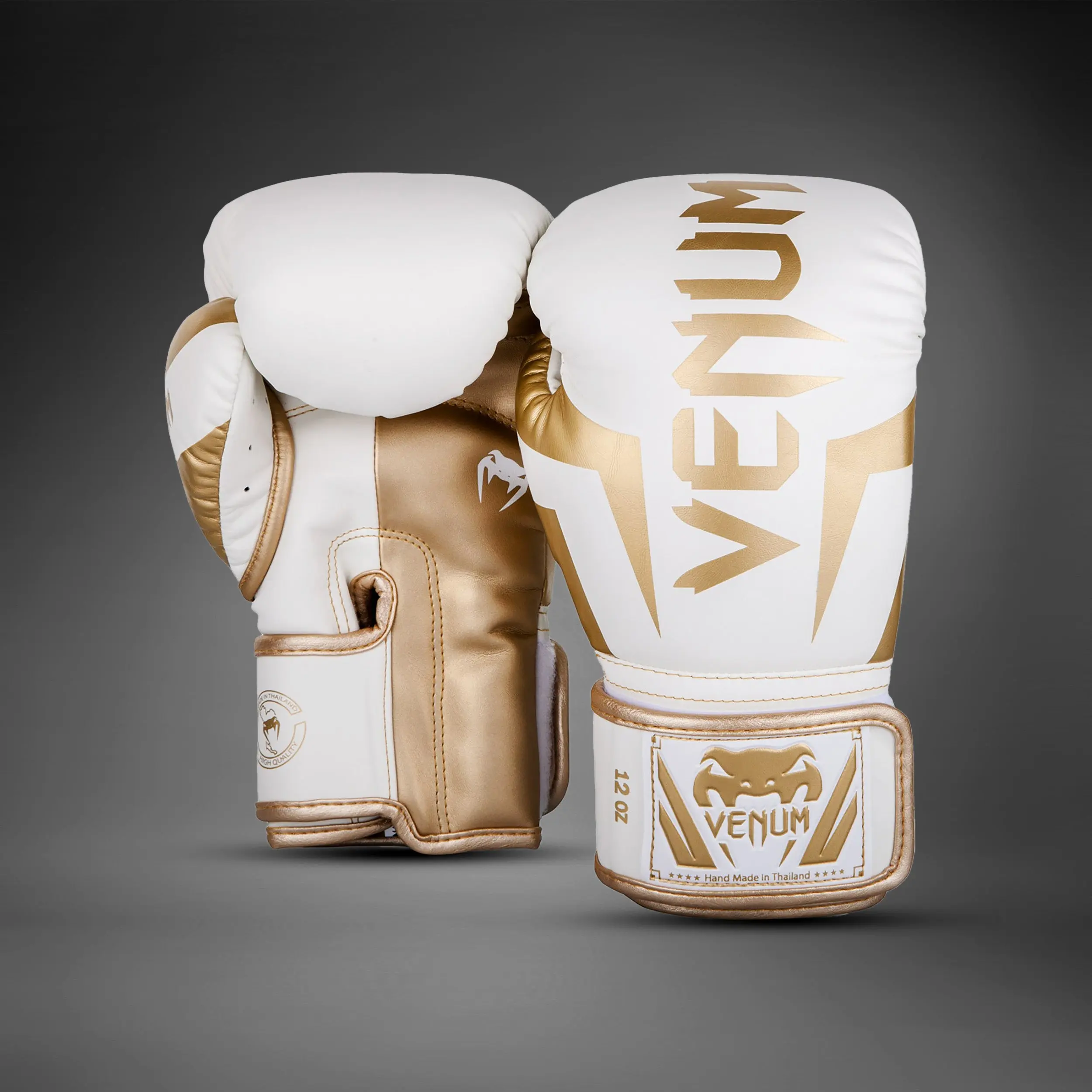 Venum Elite Boxing Gloves - White/Gold преден изглед
