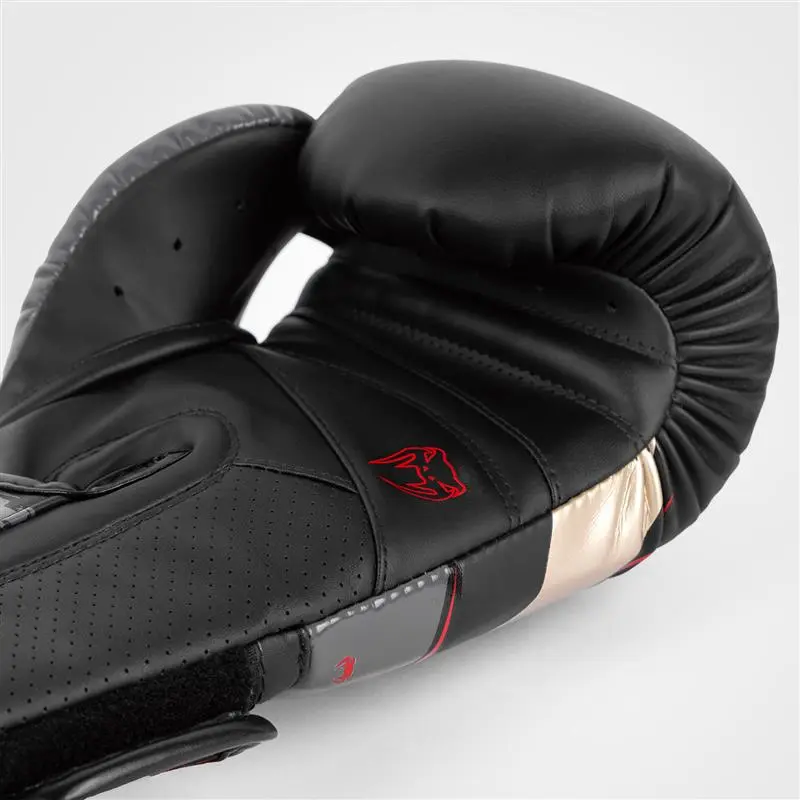 Venum Elite Evo Boxing Gloves - Black/Gold/Red детайл