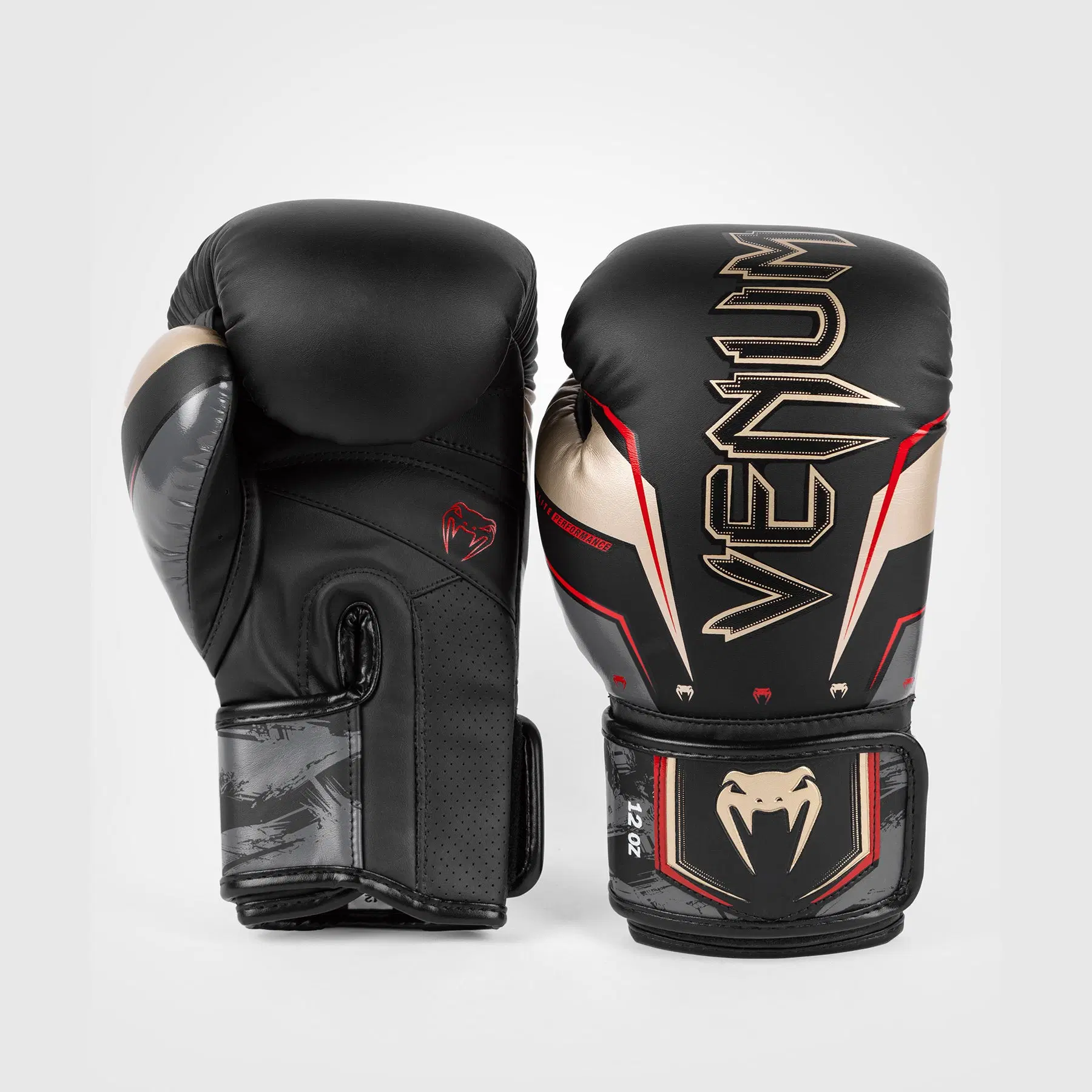 Venum Elite Evo Boxing Gloves - Black/Gold/Red