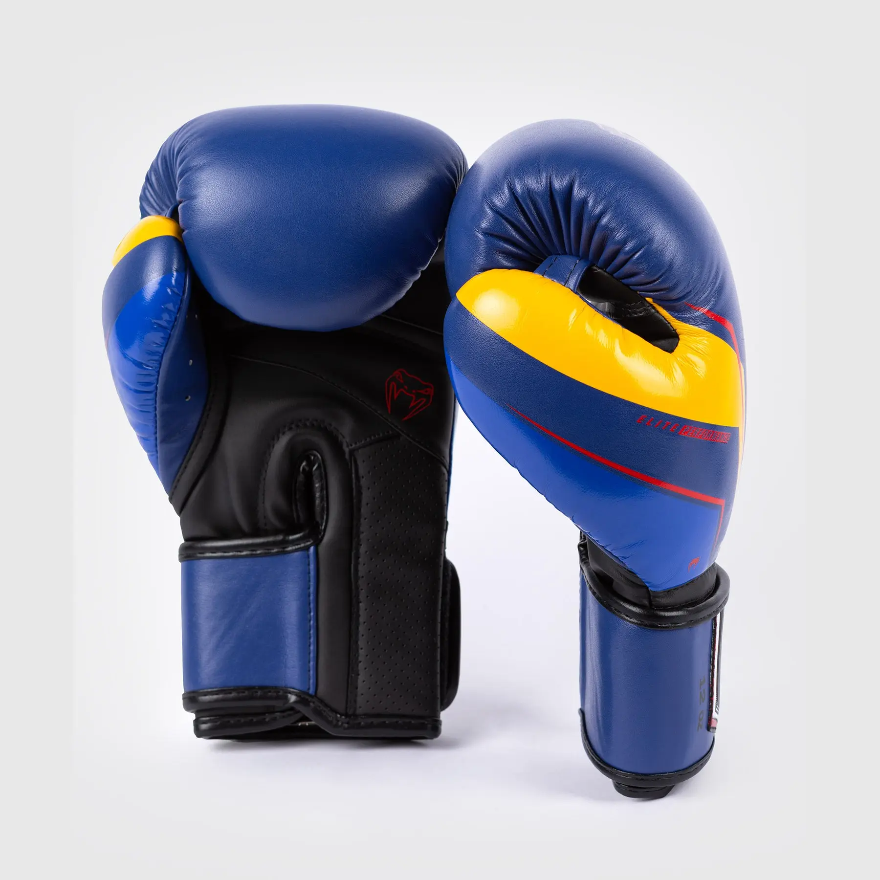 Venum Elite Evo Boxing Gloves - Blue/Yellow страничен изглед