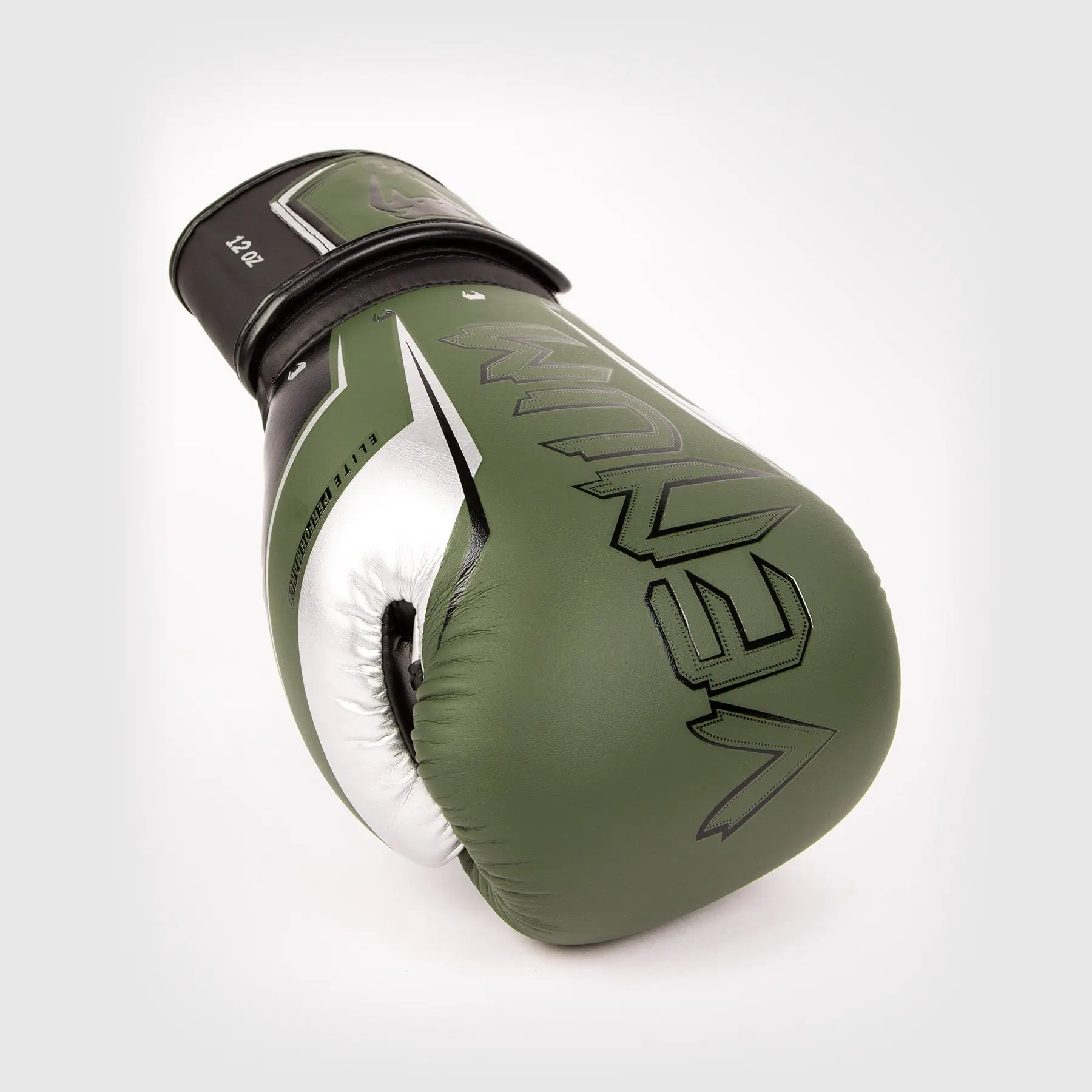 Venum Elite Evo Boxing Gloves - Khaki/Silver друг страничен изглед
