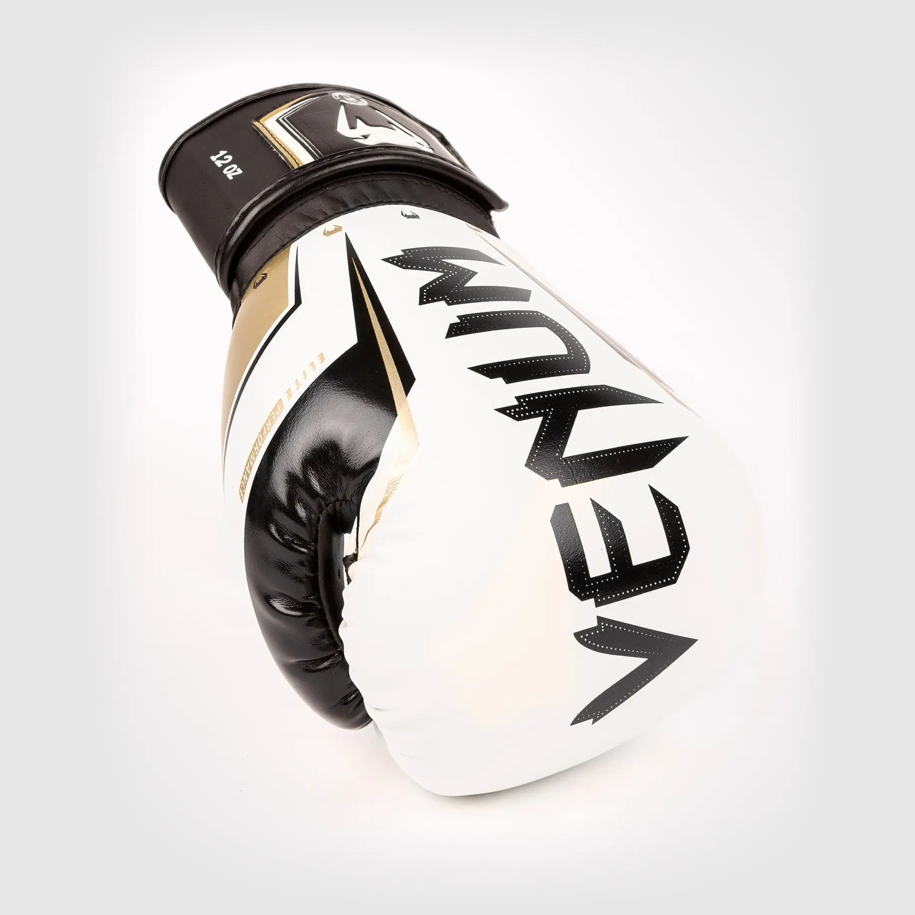 Venum Elite Evo Boxing Gloves - White/Gold в движение