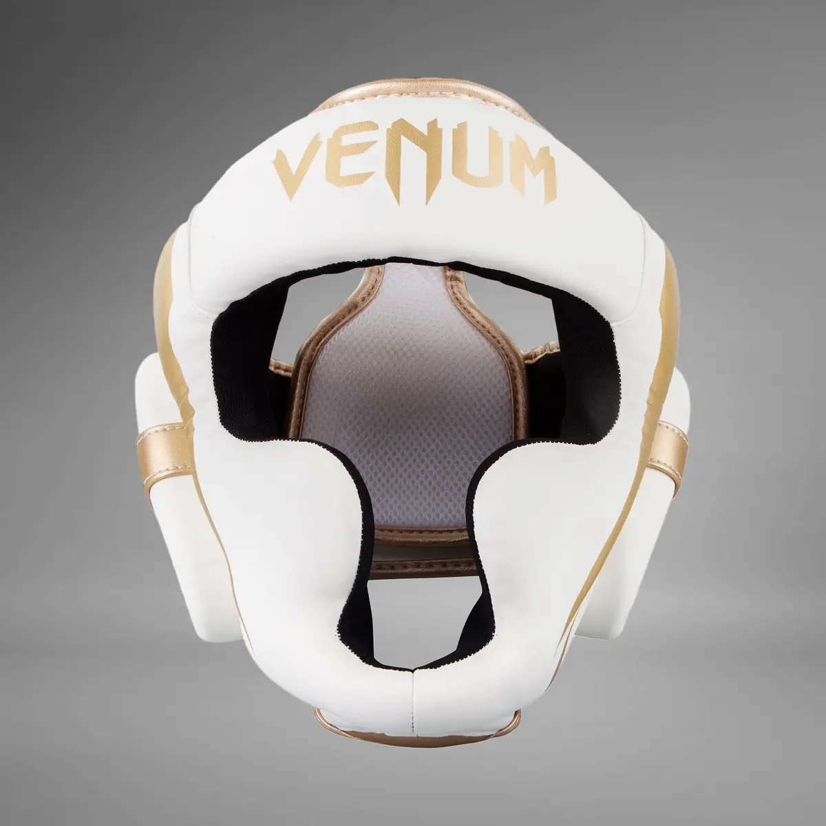 Venum Elite Headgear White/Gold отгоре