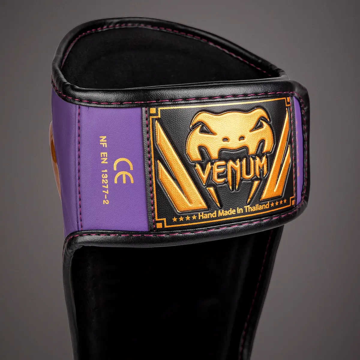 Venum Elite Shin Guards - Dark Purple - Special Edition - етикет