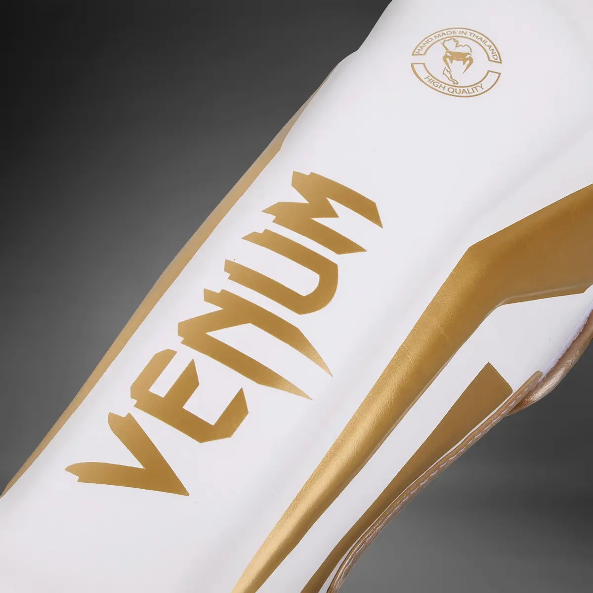 Venum Elite Standup Shin guards - White/Gold с логото на Venum
