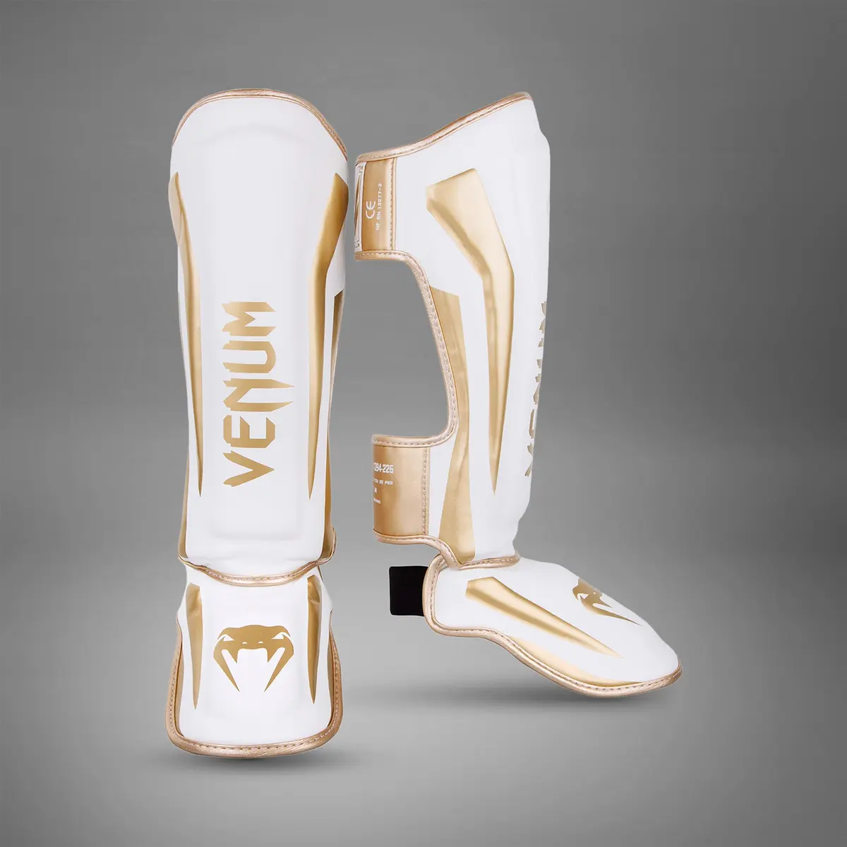 Venum Elite Standup Shin guards - White/Gold преден изглед