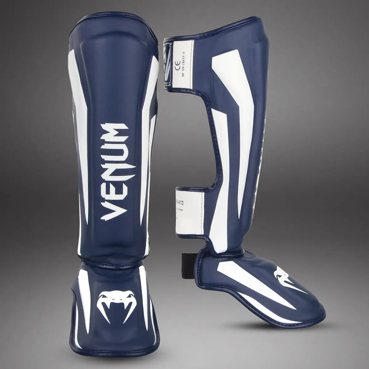 Venum Elite Standup Shin guards - White/Navy Blue преден изглед