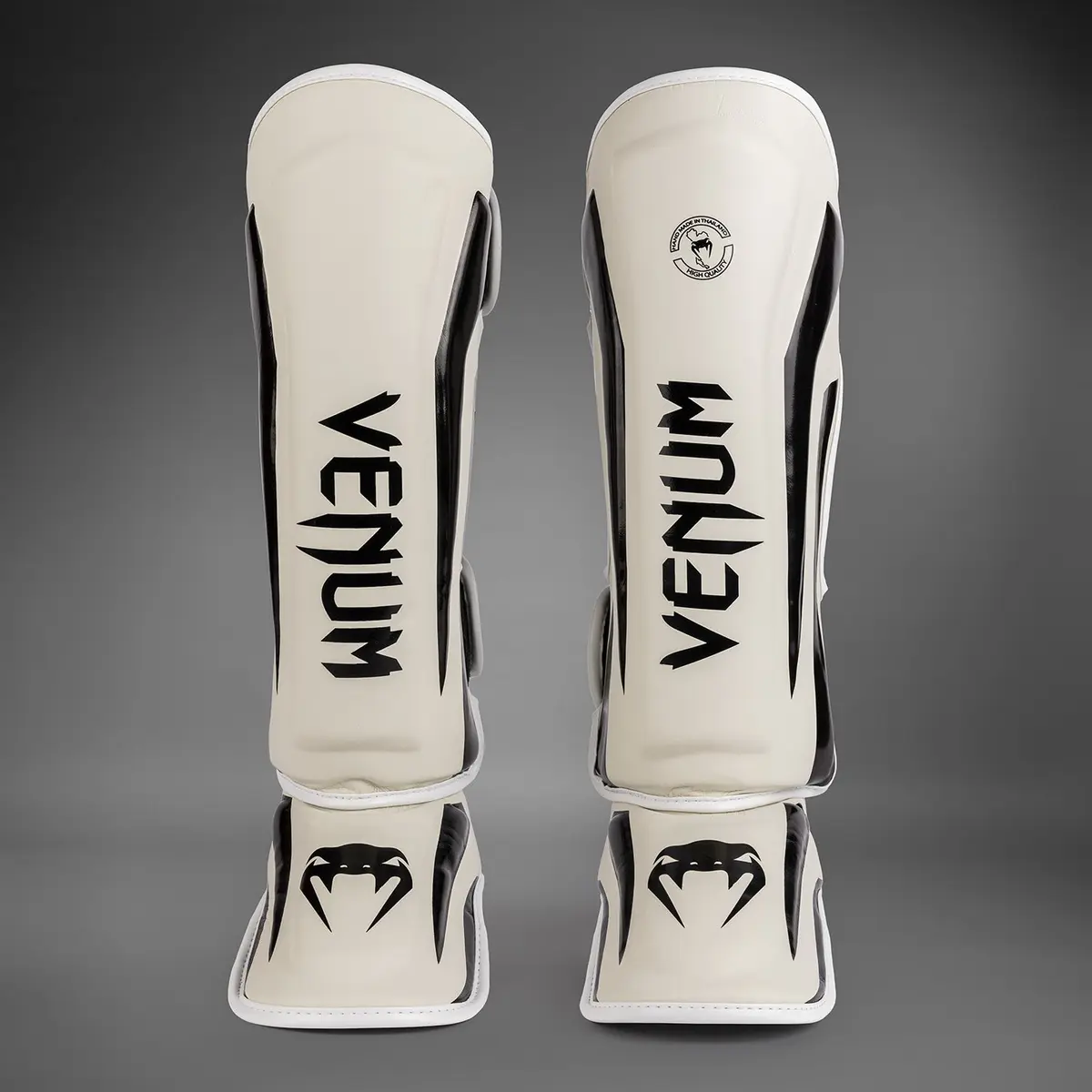 Venum Elite Standup Shinguards - White/Black, преден изглед на чифт