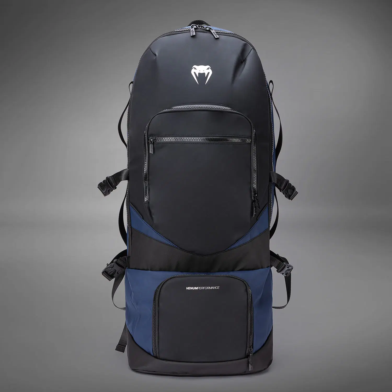 Venum Evo 2 Xtrem Backpack (50-63L) - Black/Blue, преден изглед