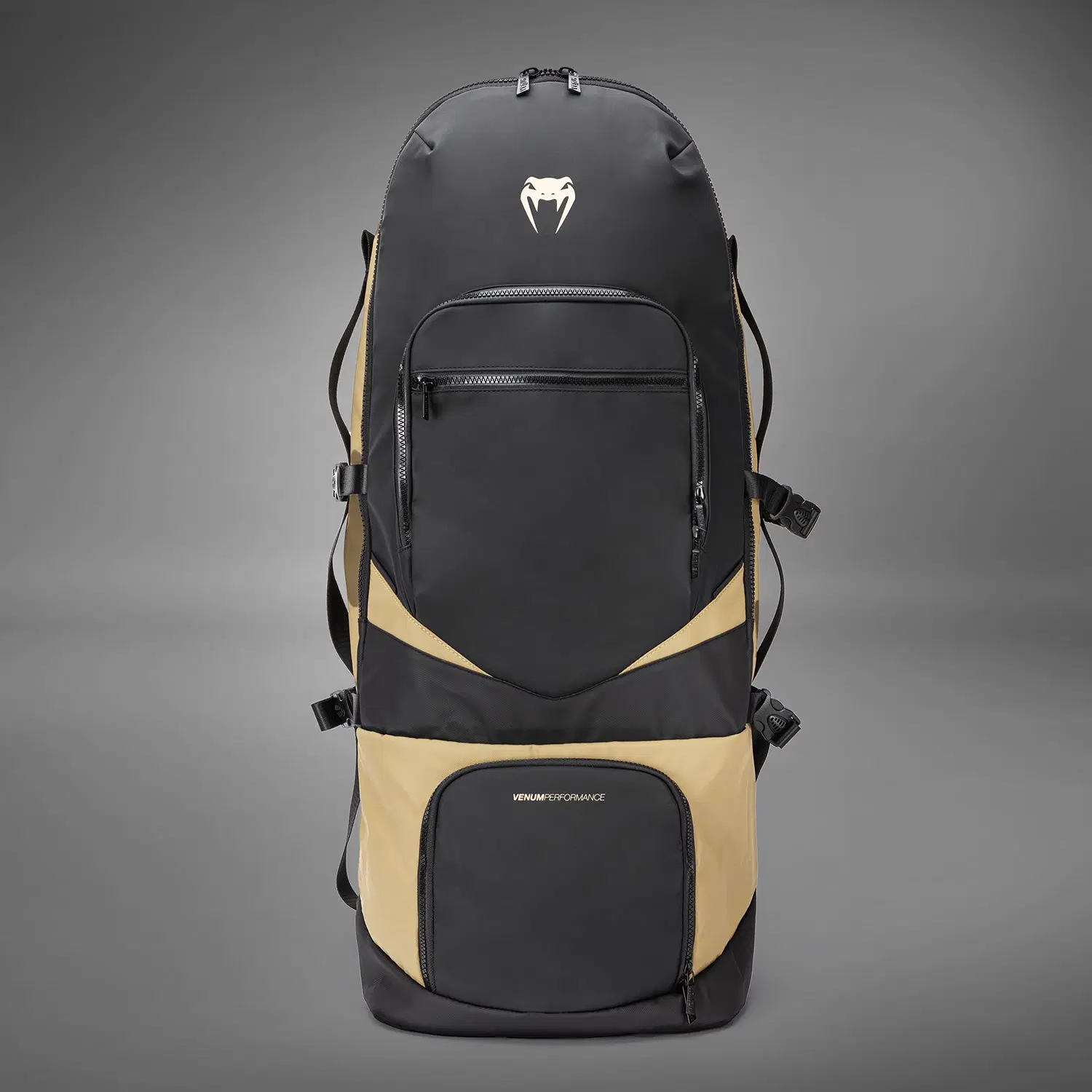Venum Evo 2 Xtrem Backpack (50-63L) - Black/Sand, преден изглед