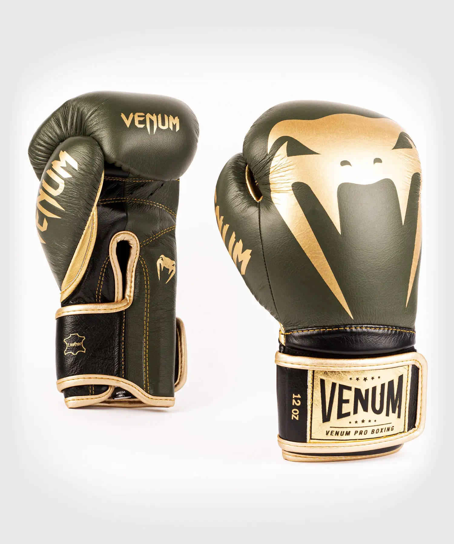 Venum Giant 2.0 Pro Boxing Gloves Velcro - Khaki/Gold страничен изглед