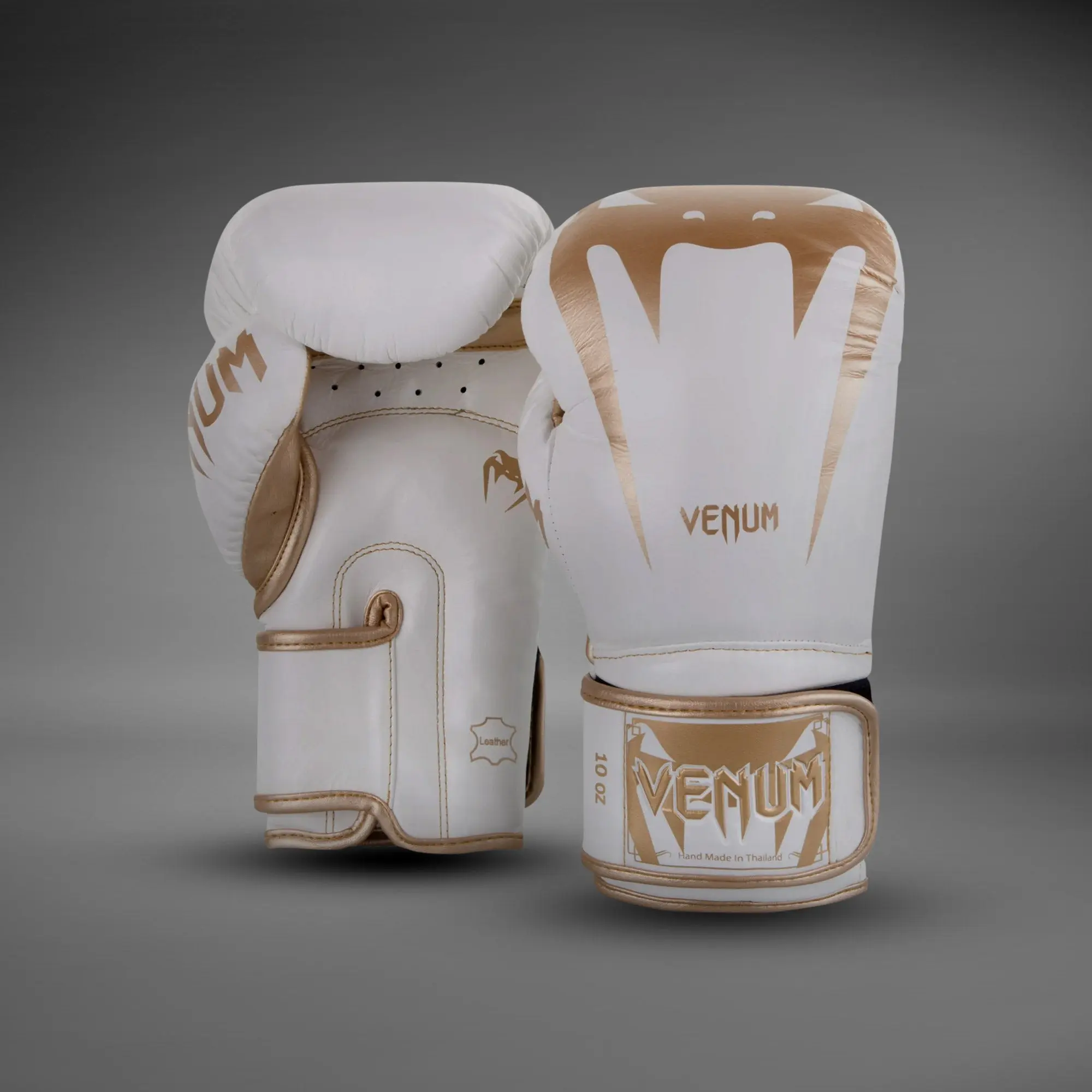 Venum Giant 3.0 Boxing Gloves - Nappa Leather - White/Gold, заден изглед