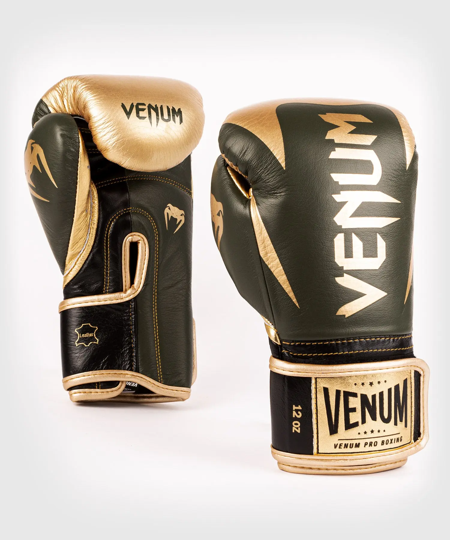 Venum Hammer Pro Boxing Gloves Velcro - Khaki/Gold преден детайлен изглед