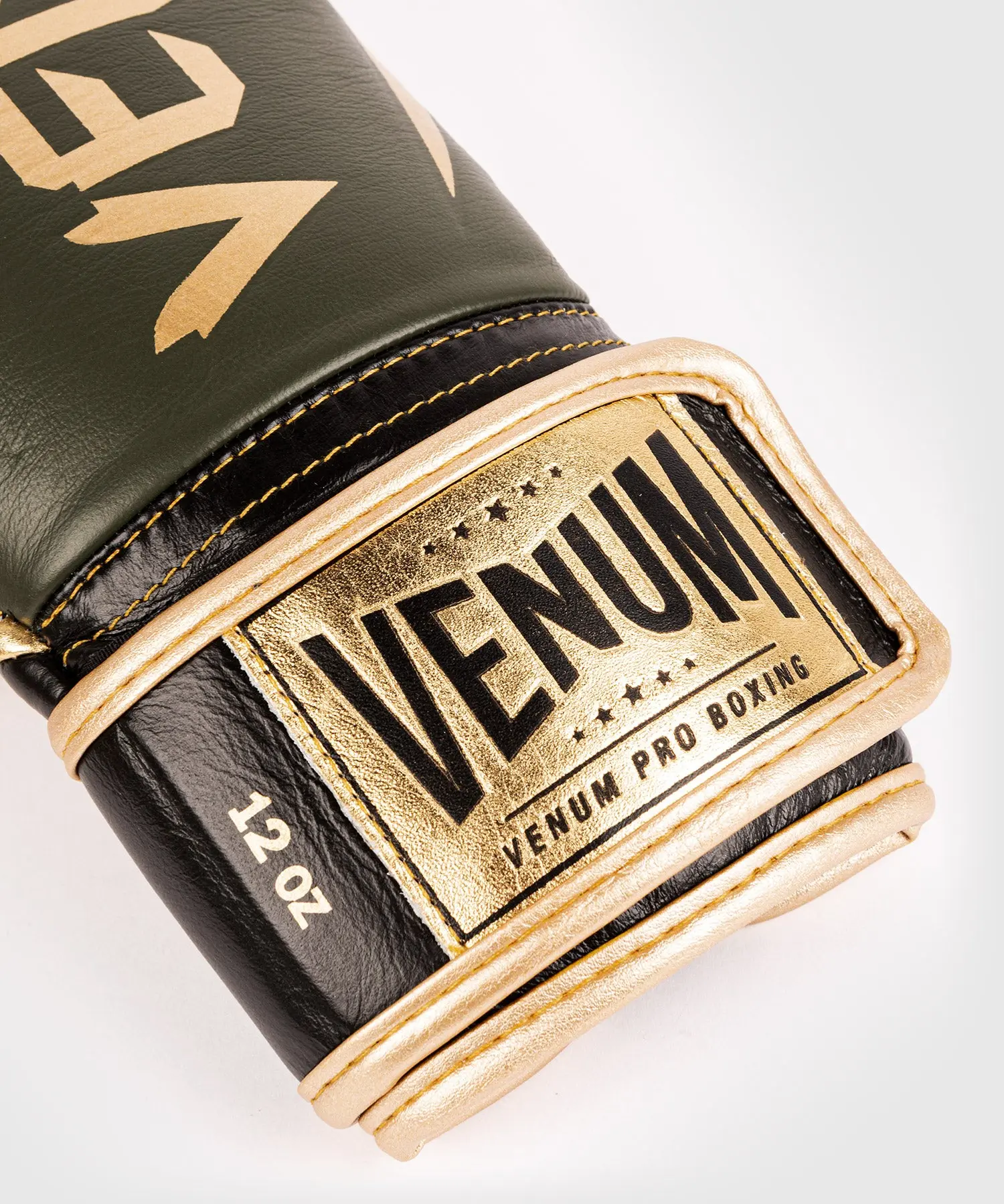 Venum Hammer Pro Boxing Gloves Velcro - Khaki/Gold етикет с логото Venum