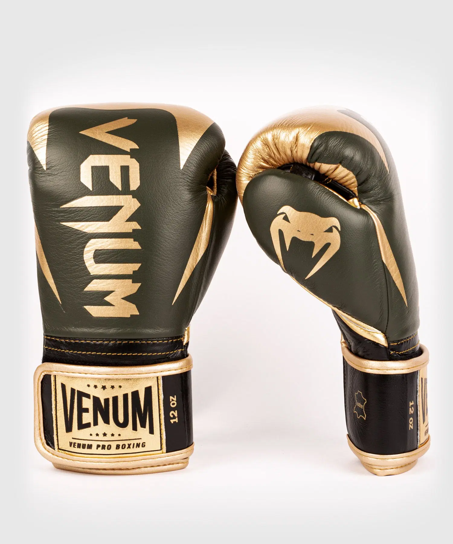 Venum Hammer Pro Boxing Gloves Velcro - Khaki/Gold преден изглед