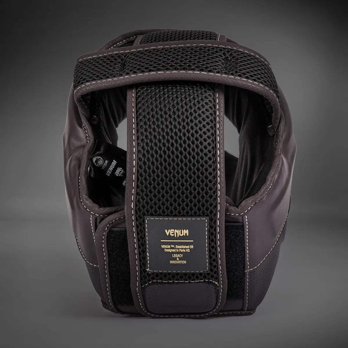 Venum Impact Evo Headgear - Chocolate заден изглед с етикет