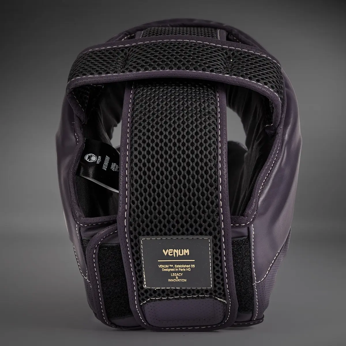 Venum Impact Evo Headgear - Deep Purple, заден изглед и етикет