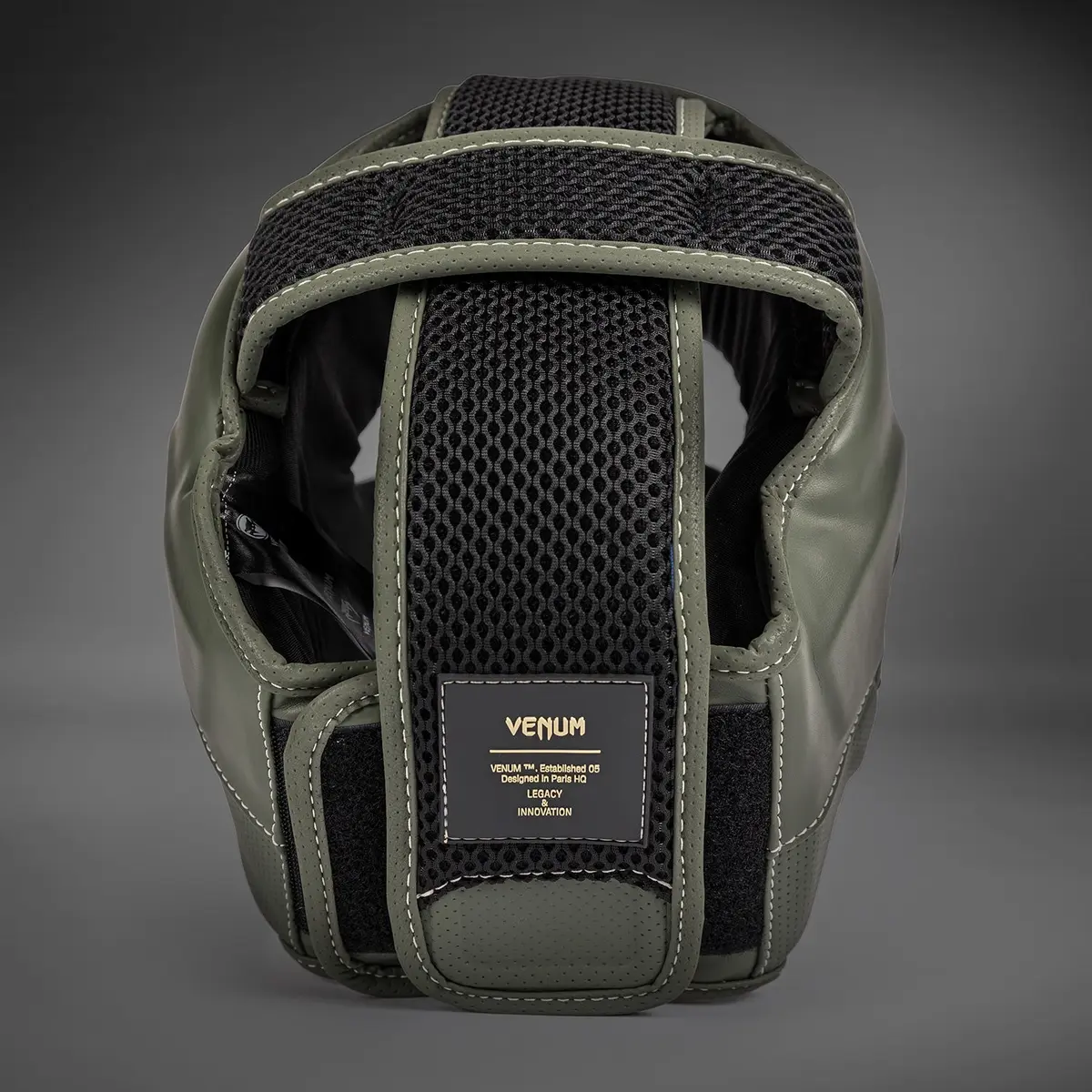 Venum Impact Evo Headgear - Military Green заден изглед с етикет