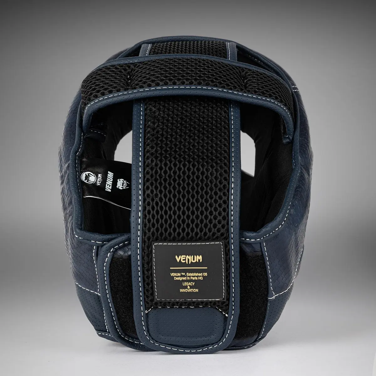 Venum Impact Evo Scales Headgear - Midnight Blue, заден изглед с етикет